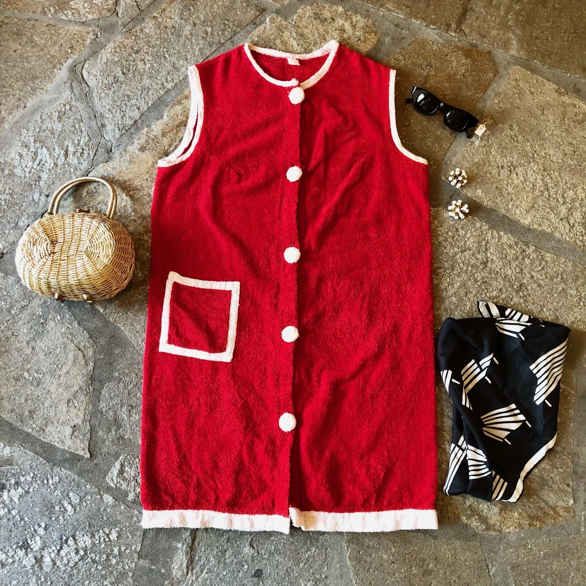 1960s Terrycloth Bathing Suit Cover Shift Dress