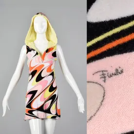 1990s Emilio Pucci Terry Cloth Mini Dress with Hood