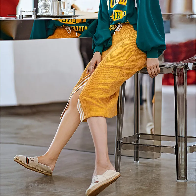8GIRLS KNITTED MIDI SKIRT WITH SPLIT