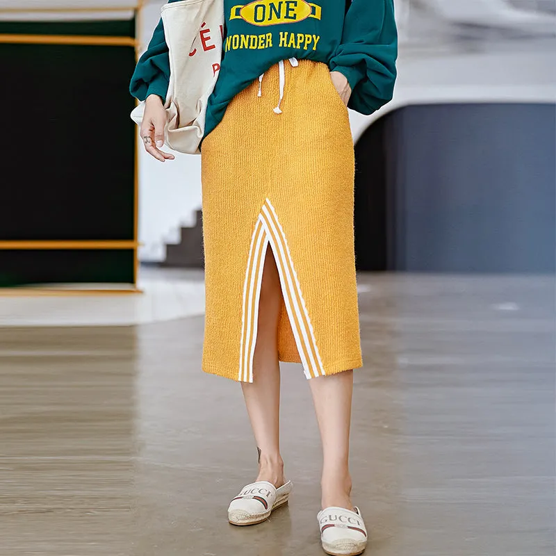 8GIRLS KNITTED MIDI SKIRT WITH SPLIT