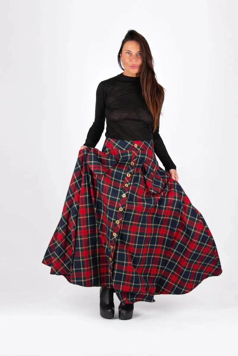 A line plaid skirt KATYA