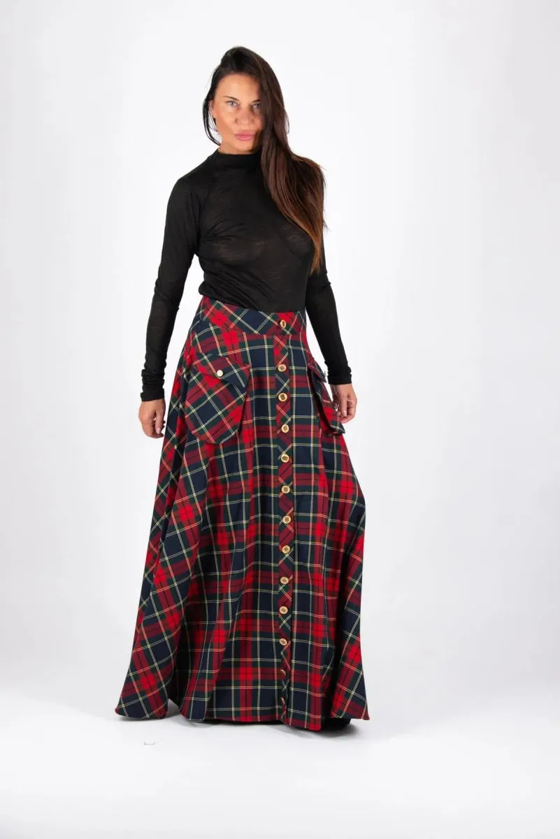 A line plaid skirt KATYA