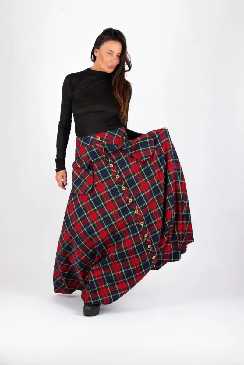 A line plaid skirt KATYA
