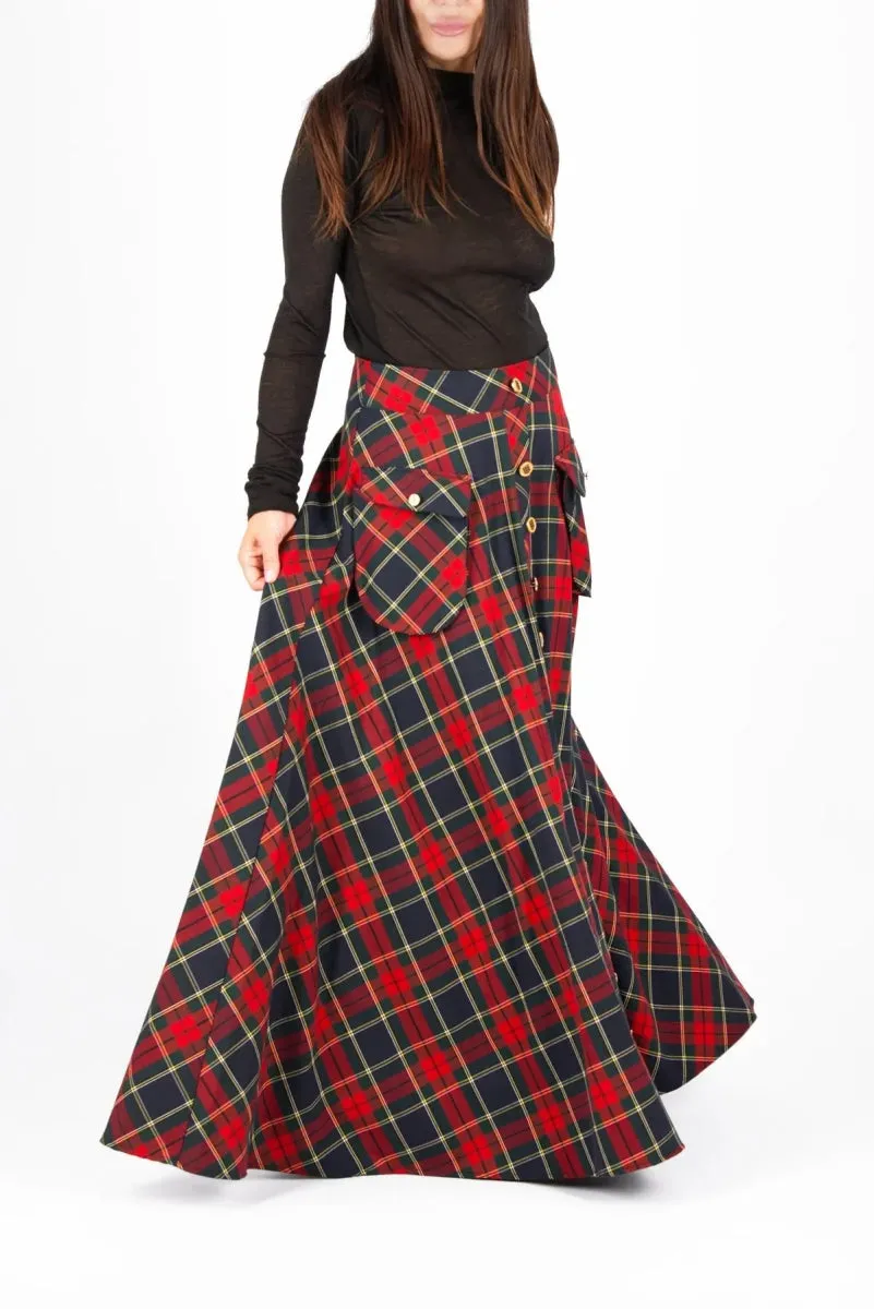 A line plaid skirt KATYA