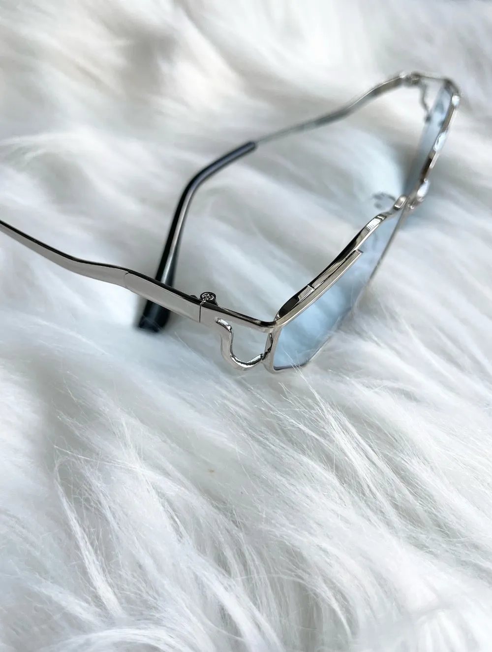 Acid Trip Squiggly Blue Tint Wire Frame Sunglasses