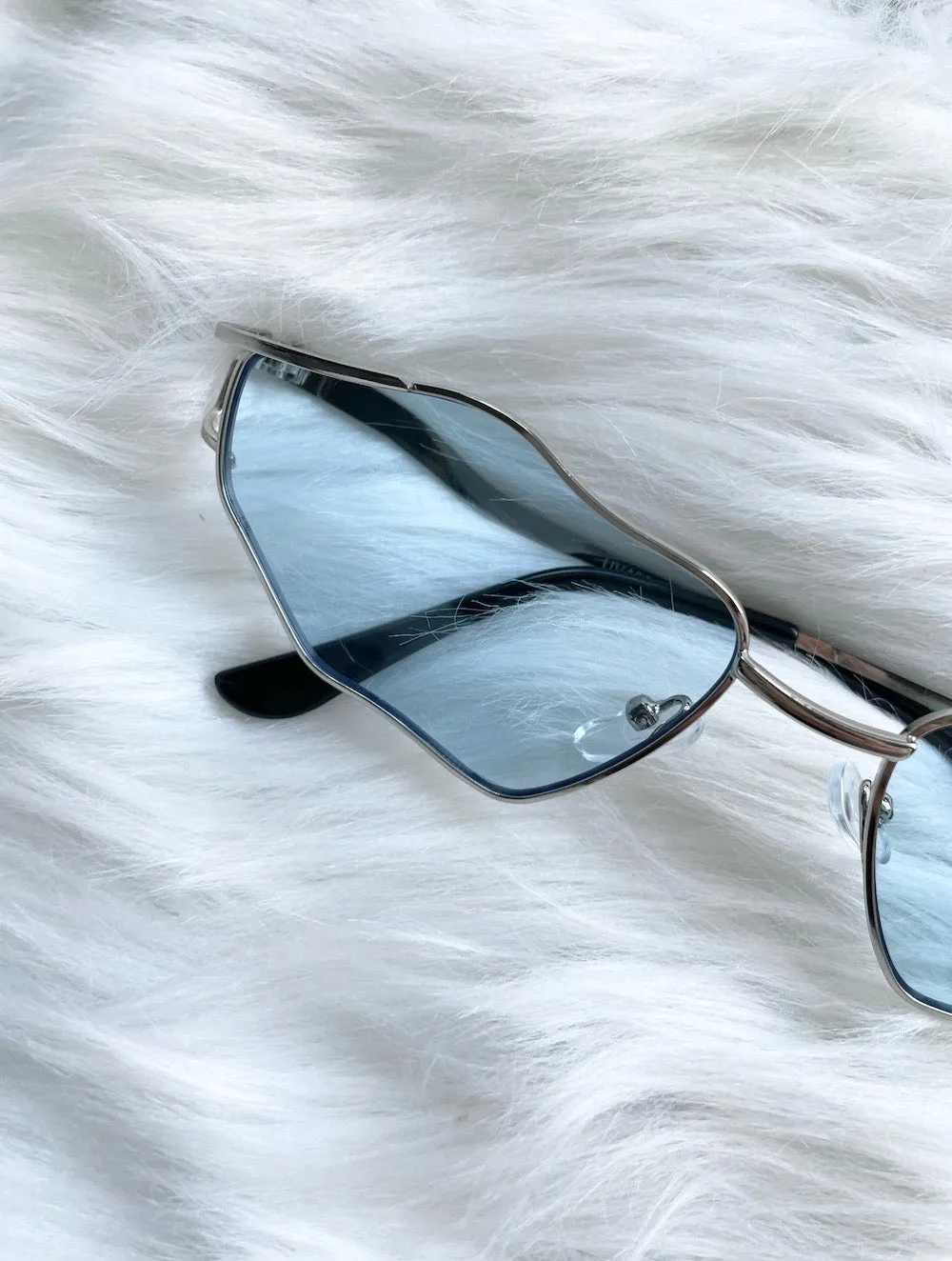 Acid Trip Squiggly Blue Tint Wire Frame Sunglasses