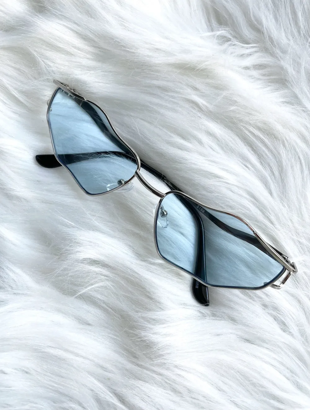 Acid Trip Squiggly Blue Tint Wire Frame Sunglasses