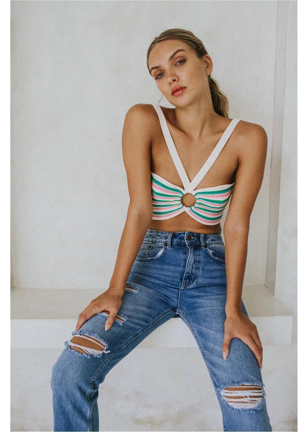 Amuse Rainbow Sweater Tank Top