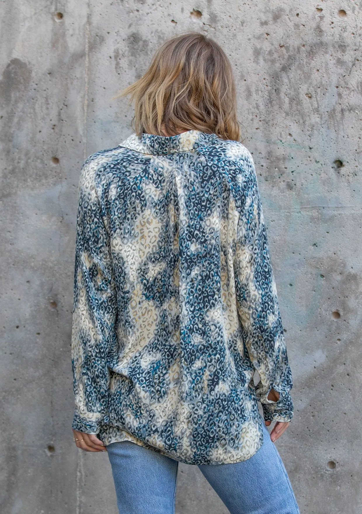 Animal Print Long Sleeve Button Up Fall Top