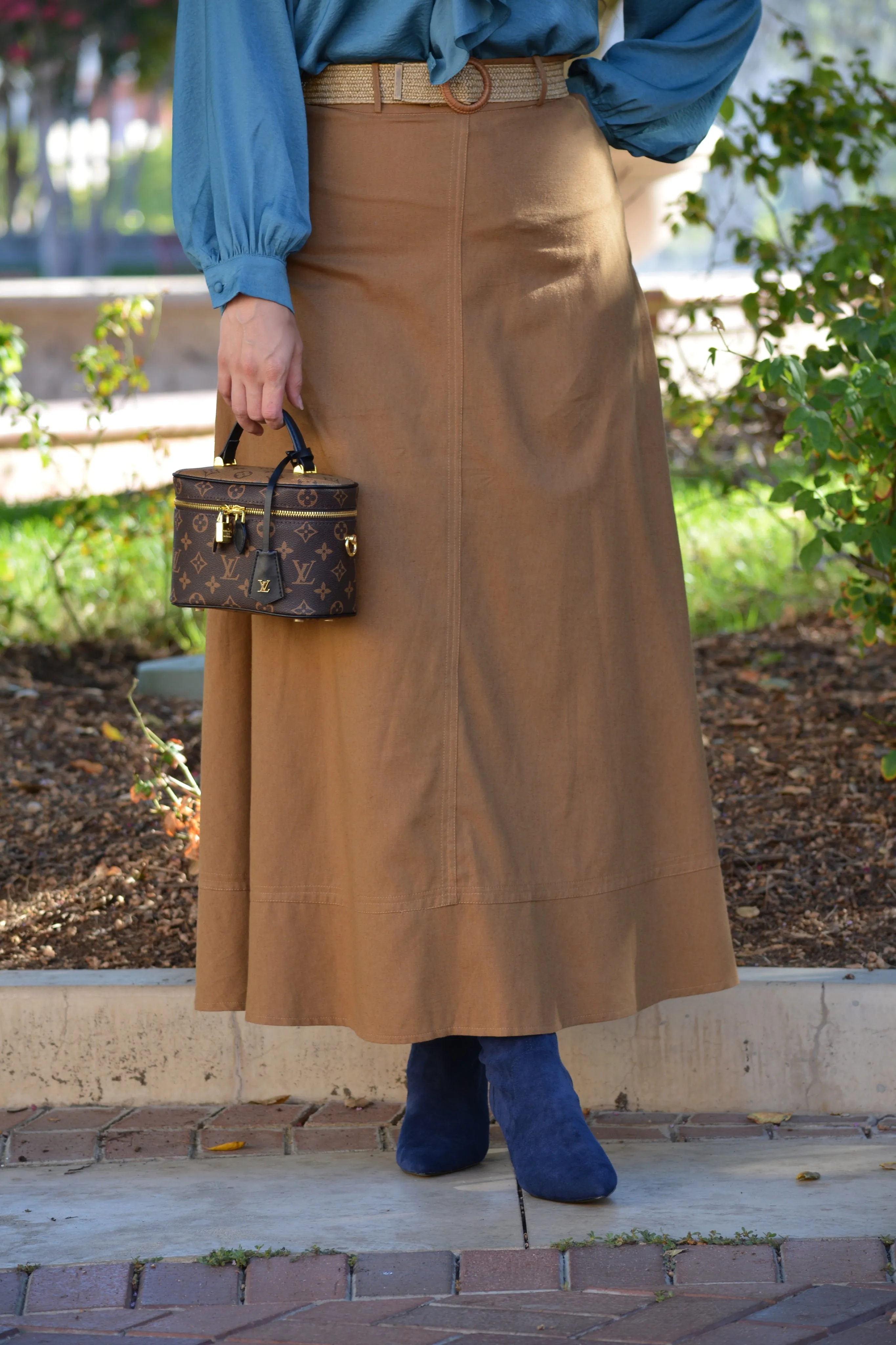 Annabel Brown Linen Maxi Skirt (with belt)