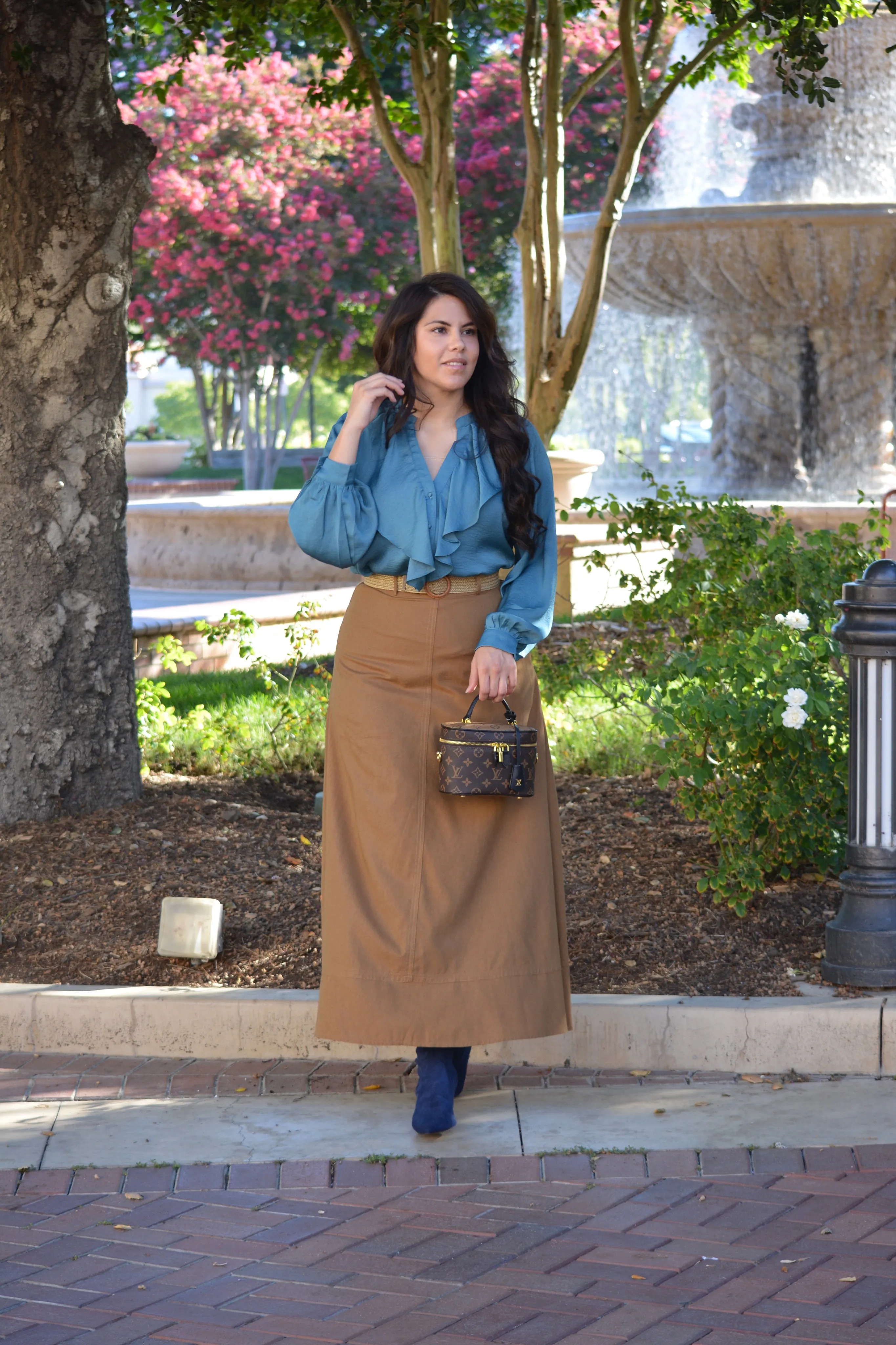 Annabel Brown Linen Maxi Skirt (with belt)