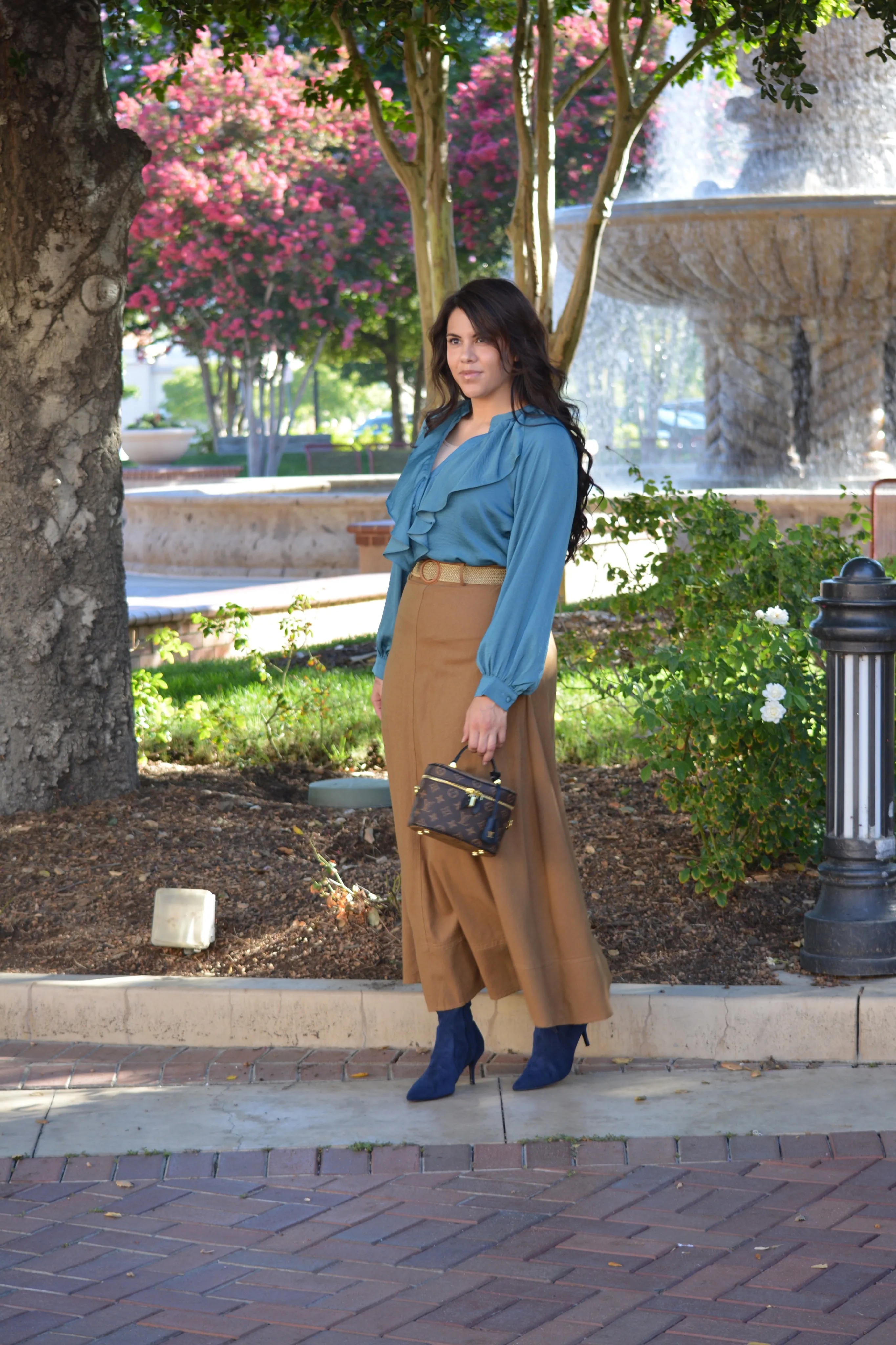 Annabel Brown Linen Maxi Skirt (with belt)