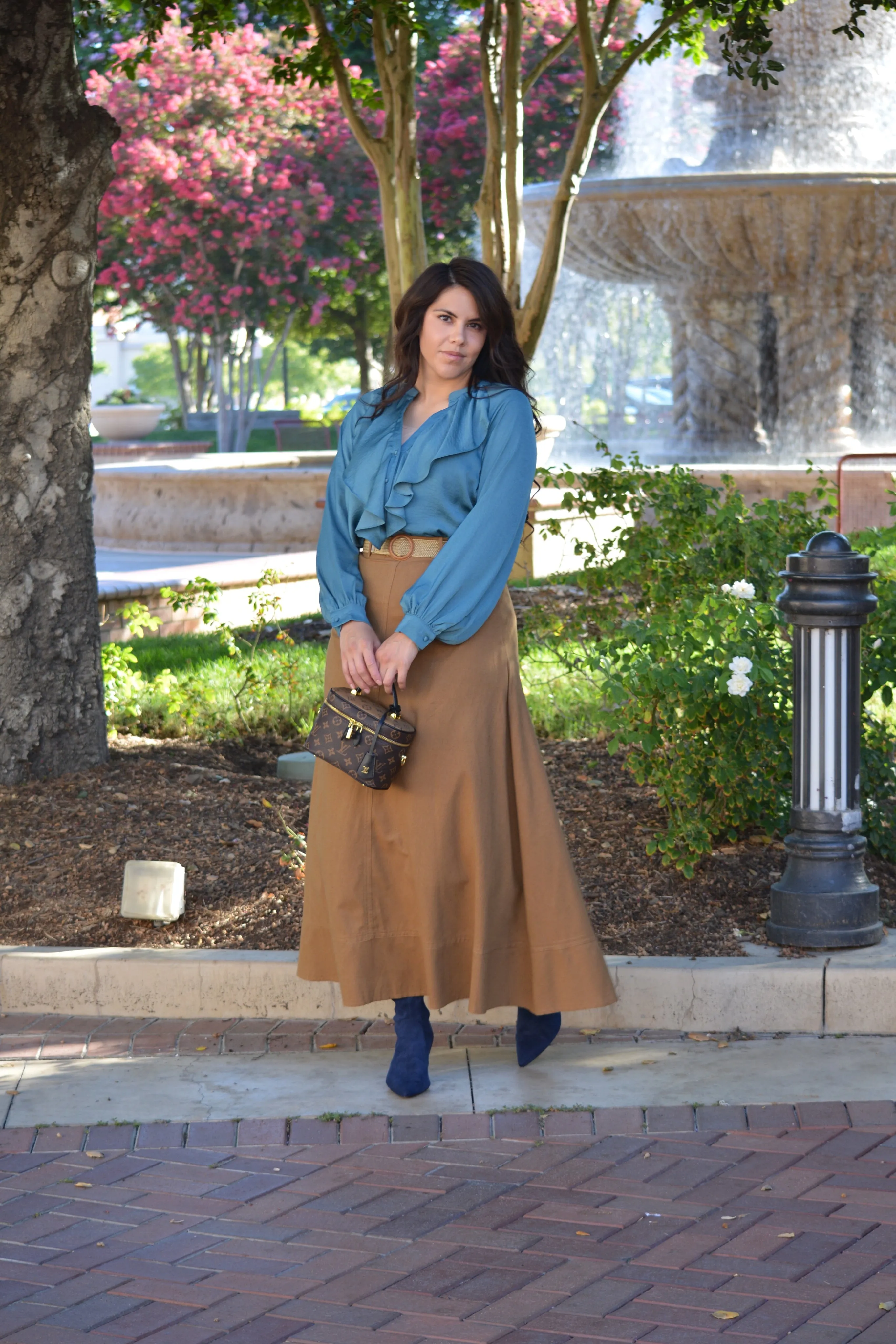 Annabel Brown Linen Maxi Skirt (with belt)