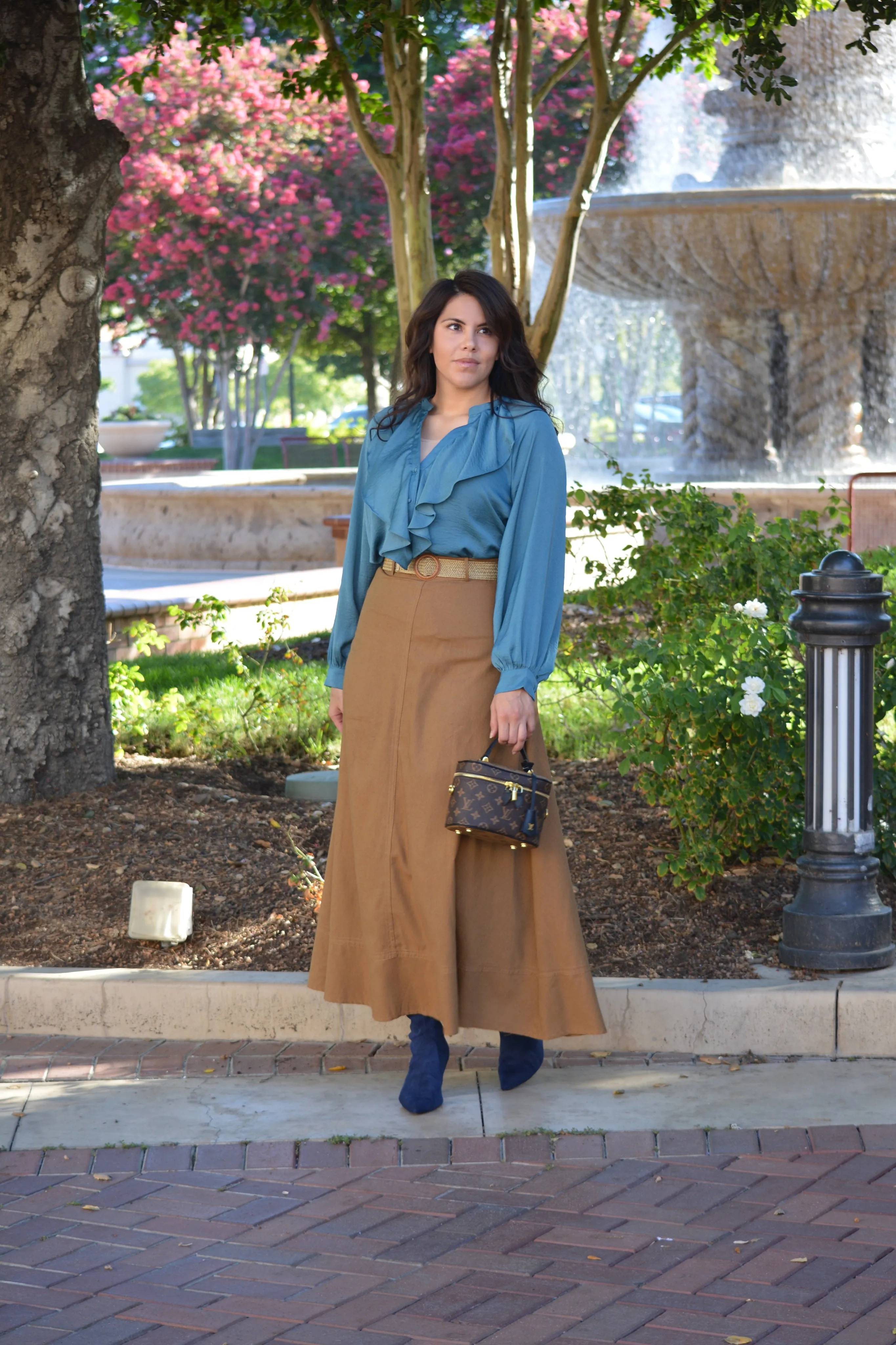 Annabel Brown Linen Maxi Skirt (with belt)