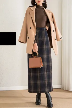 autumn and winter plaid one-piece wool skirt C4275