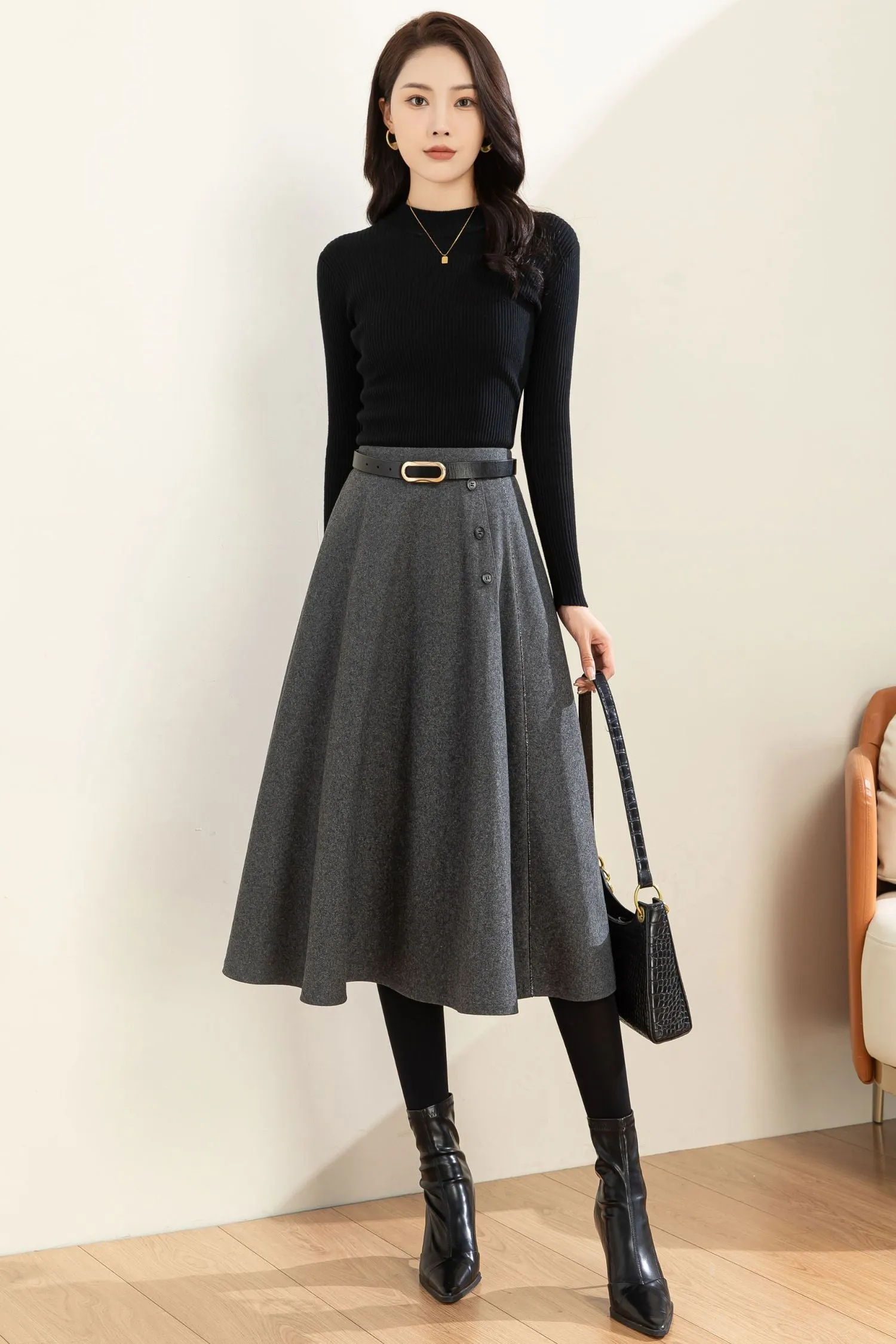 Autumn Winter A line Wool  Skirt C3601 -Size XS US2 #CK2301186