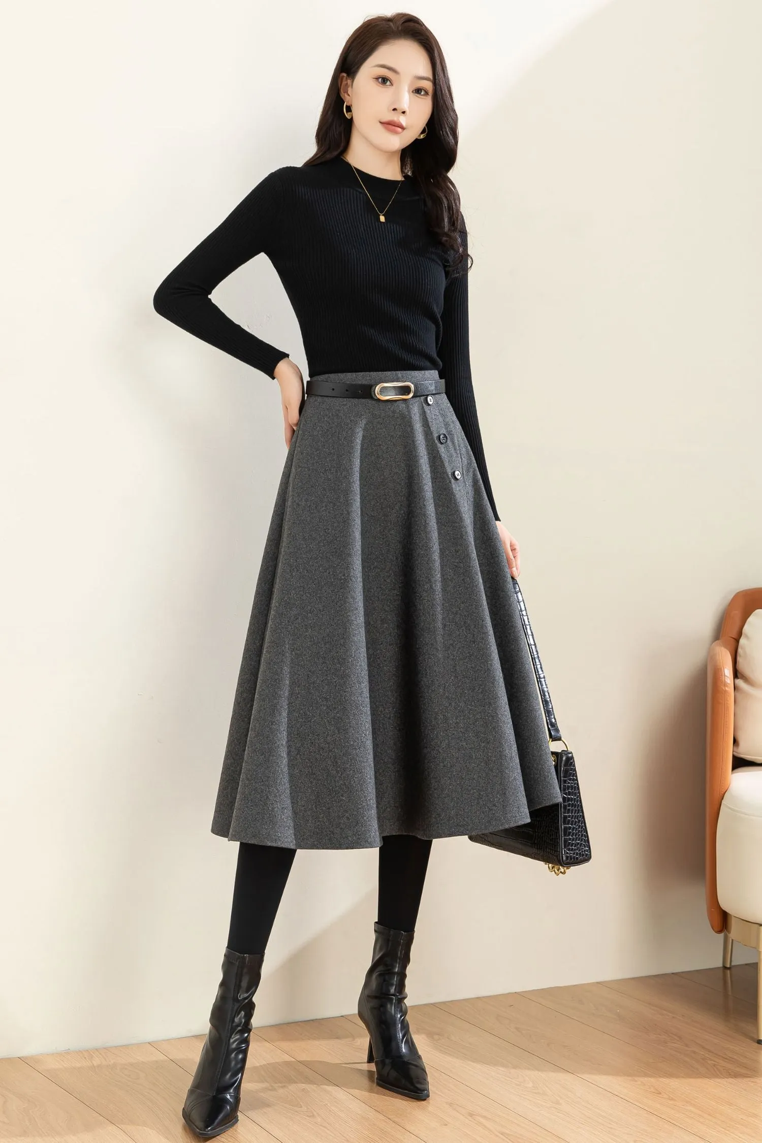 Autumn Winter A line Wool  Skirt C3601 -Size XS US2 #CK2301186