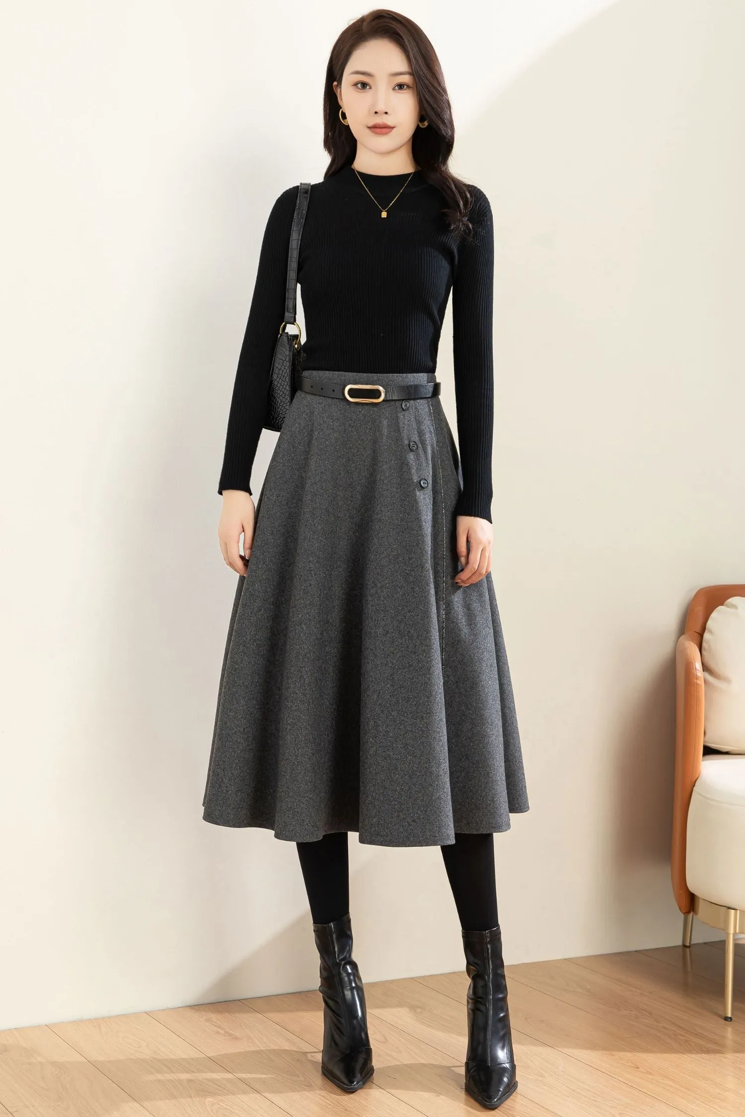 Autumn Winter A line Wool  Skirt C3601 -Size XS US2 #CK2301186