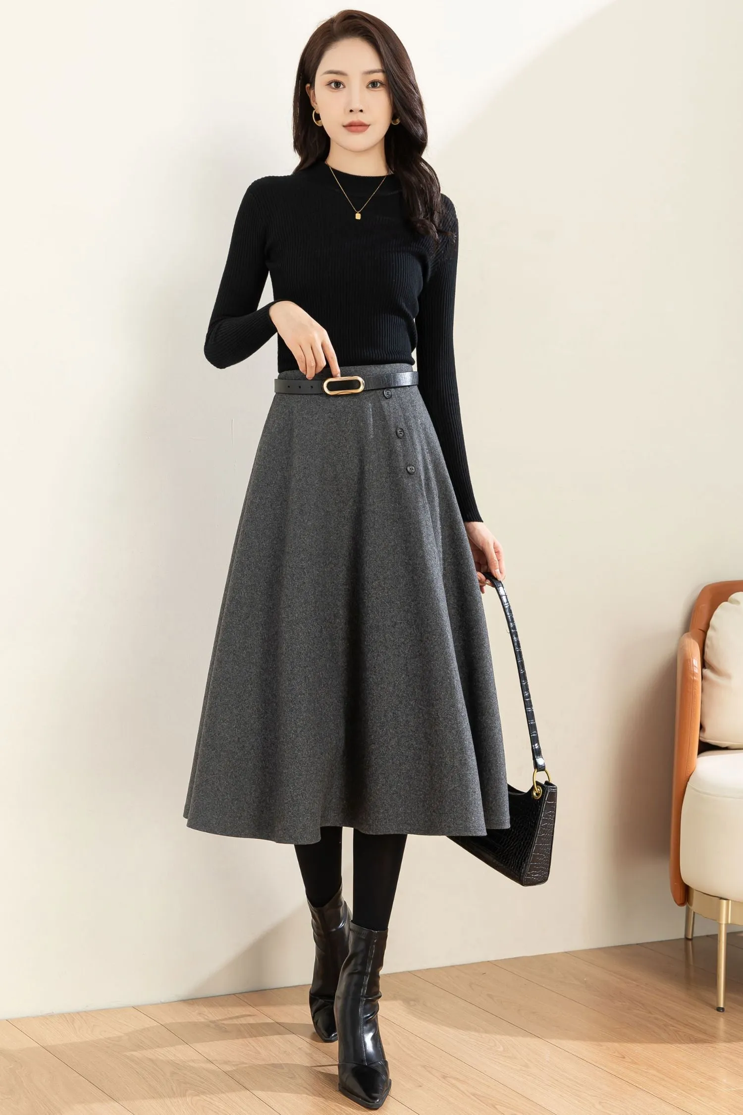 Autumn Winter A line Wool  Skirt C3601 -Size XS US2 #CK2301186