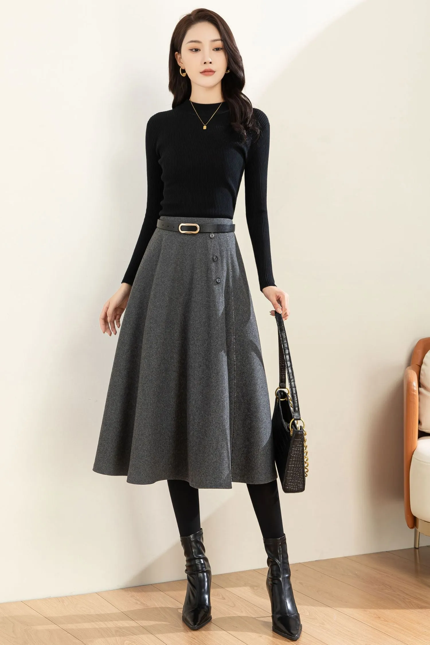 Autumn Winter A line Wool  Skirt C3601 -Size XS US2 #CK2301186