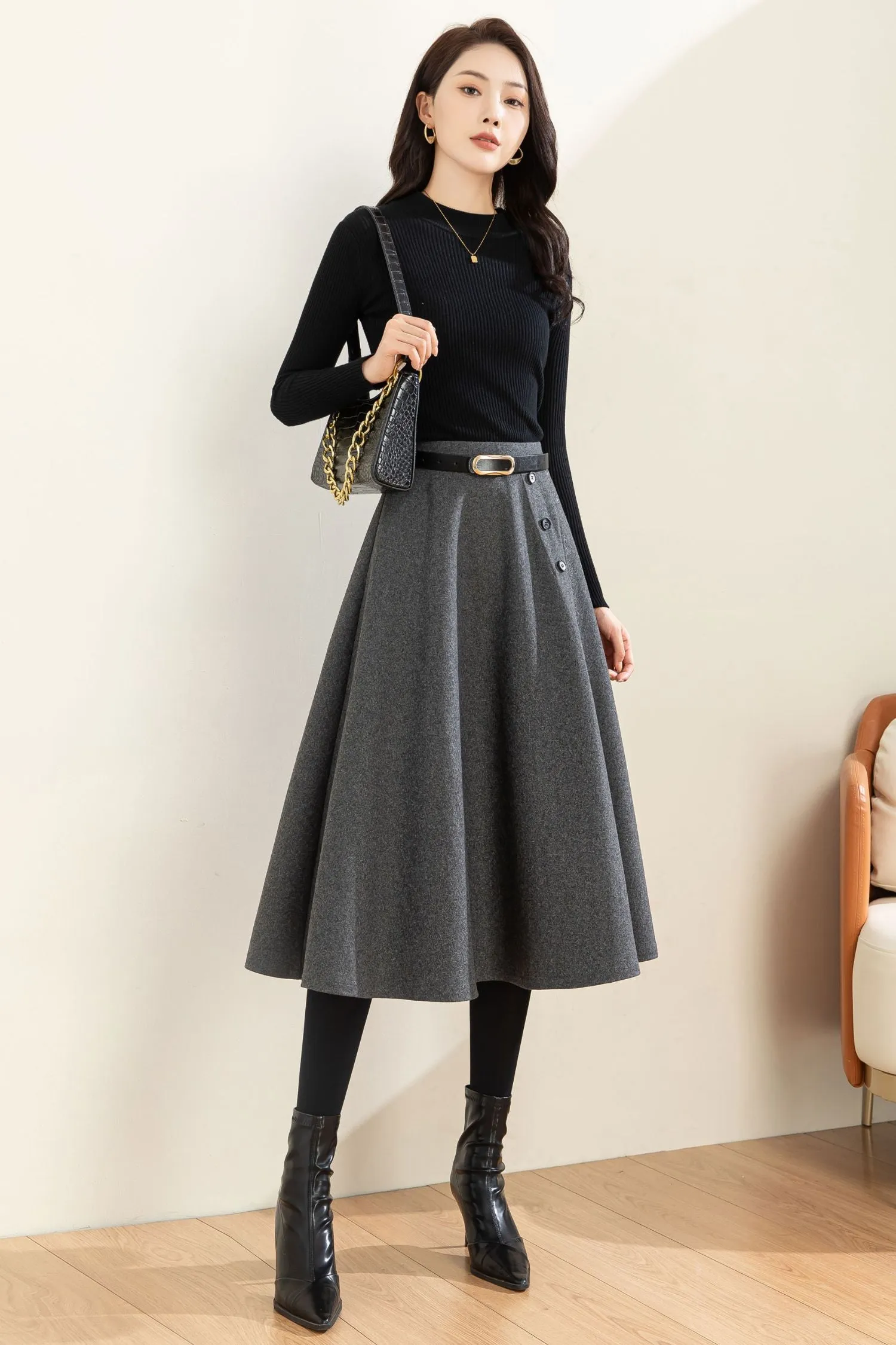 Autumn Winter A line Wool  Skirt C3601 -Size XS US2 #CK2301186