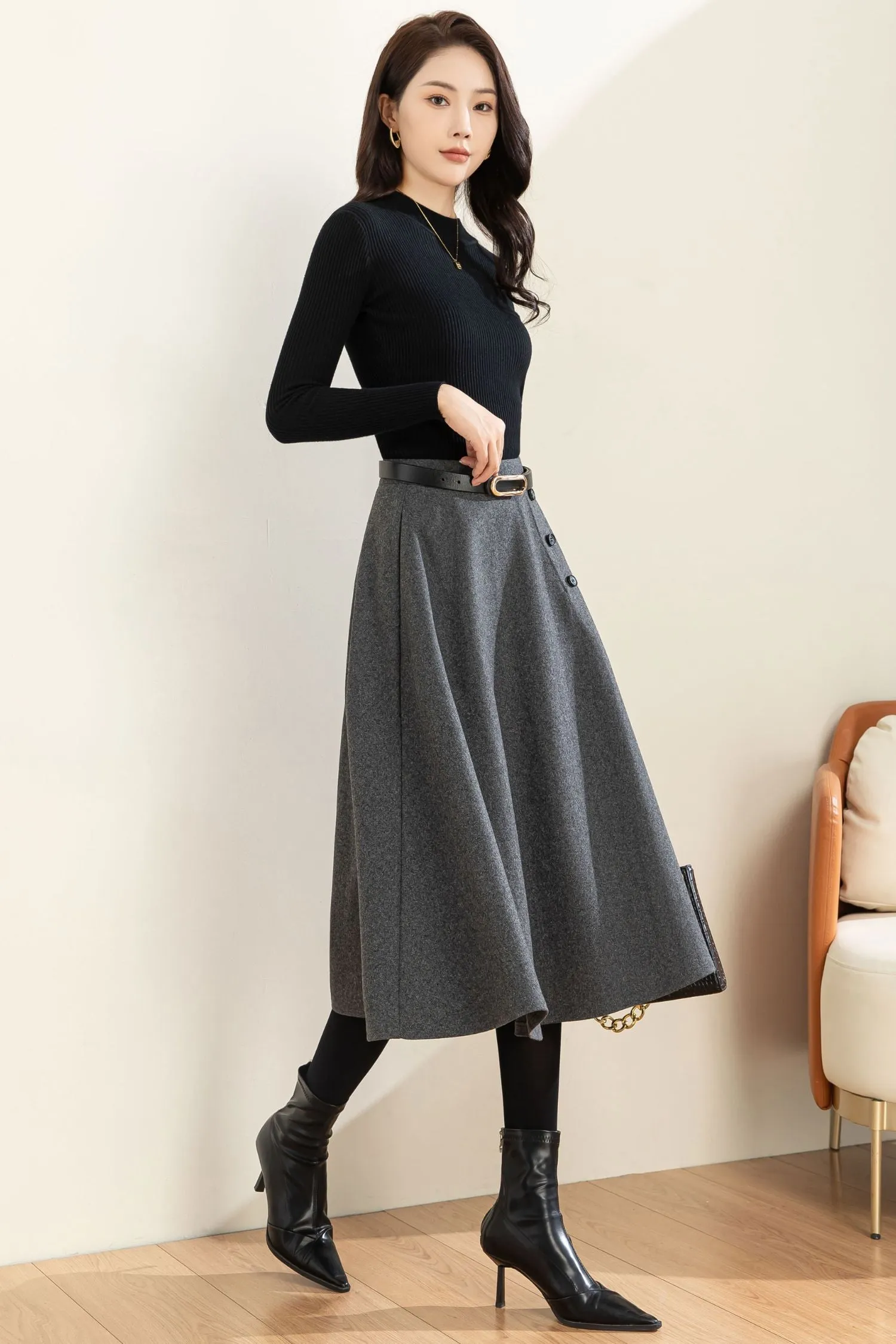 Autumn Winter A line Wool  Skirt C3601 -Size XS US2 #CK2301186