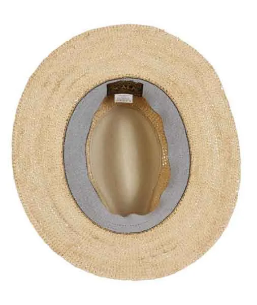 B Scala Fine Crochet Raffia Safari Hat with Leather Band,    Style# MR42