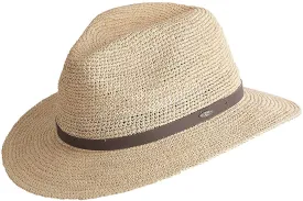 B Scala Fine Crochet Raffia Safari Hat with Leather Band,    Style# MR42