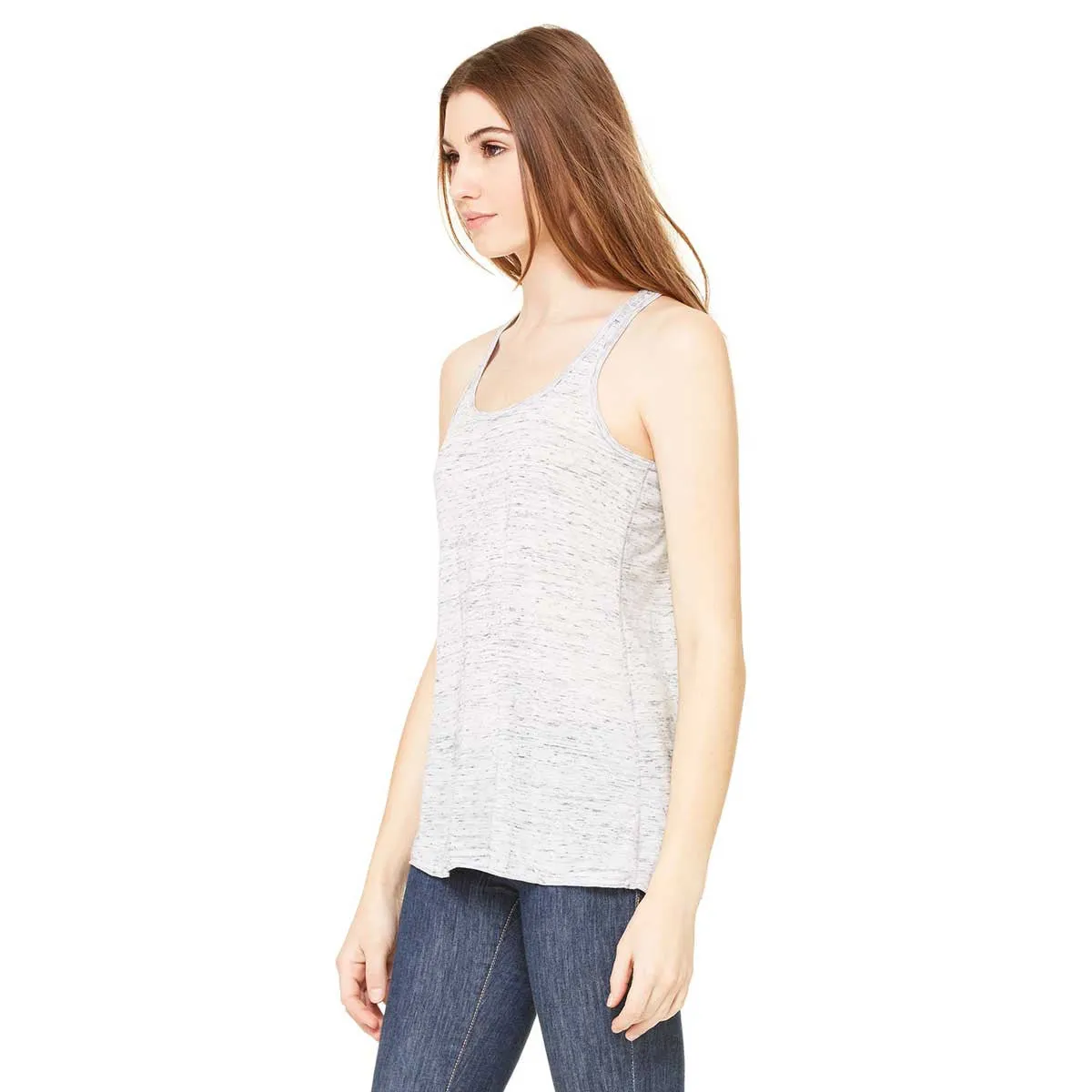 Bella   Canvas Women's White Marble Flowy Racerback Tank