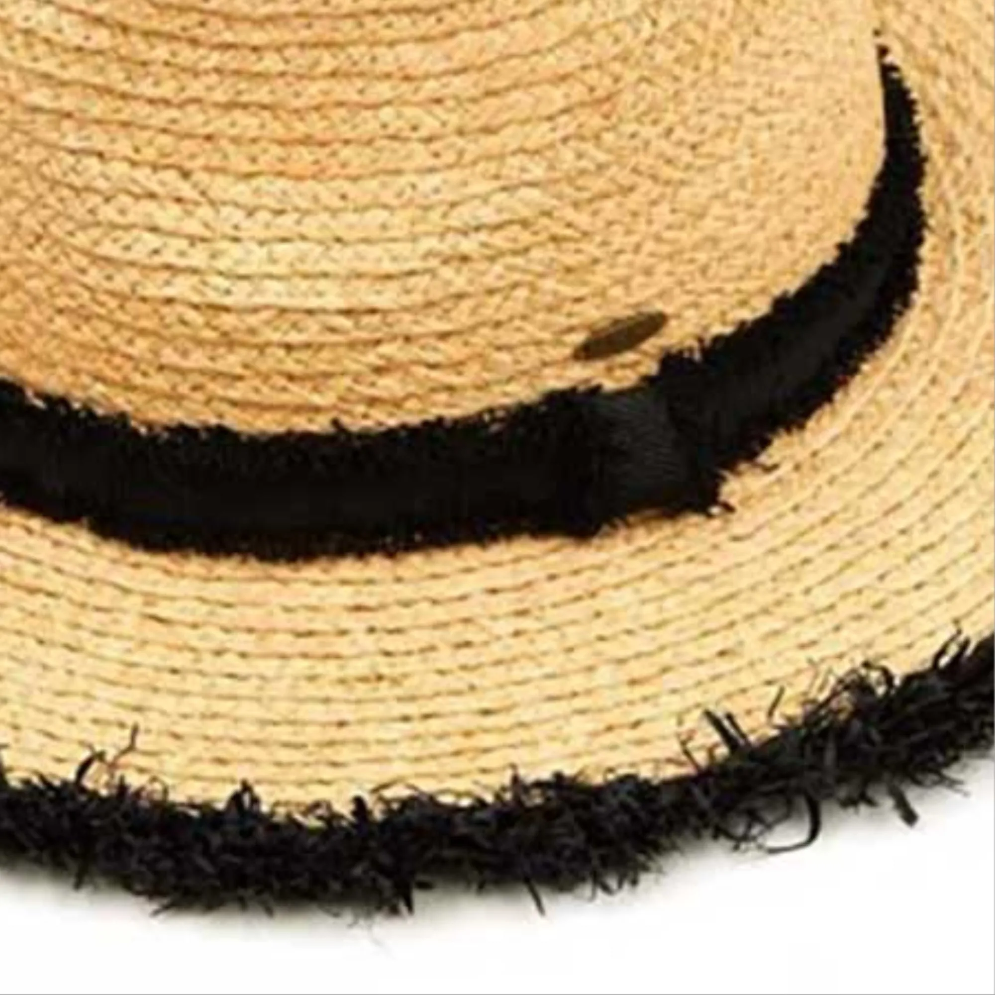 C.C Women's Natural Raffia Frayed Edge UV Protection Panama Sun Hat