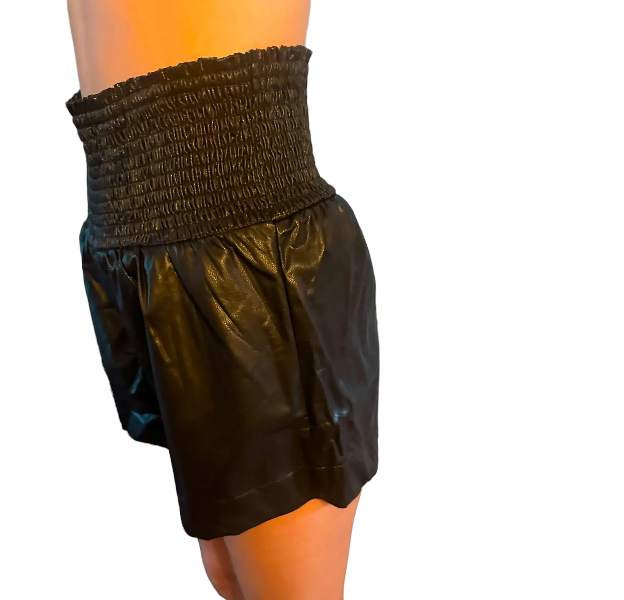 Chic High-Rise Faux Leather Paperbag Shorts