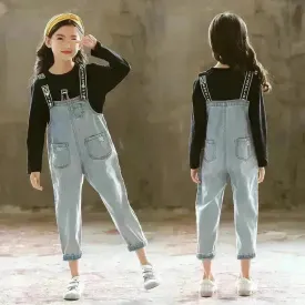 Children Jeans  Denim Strap Romper Jumpsuit Pant