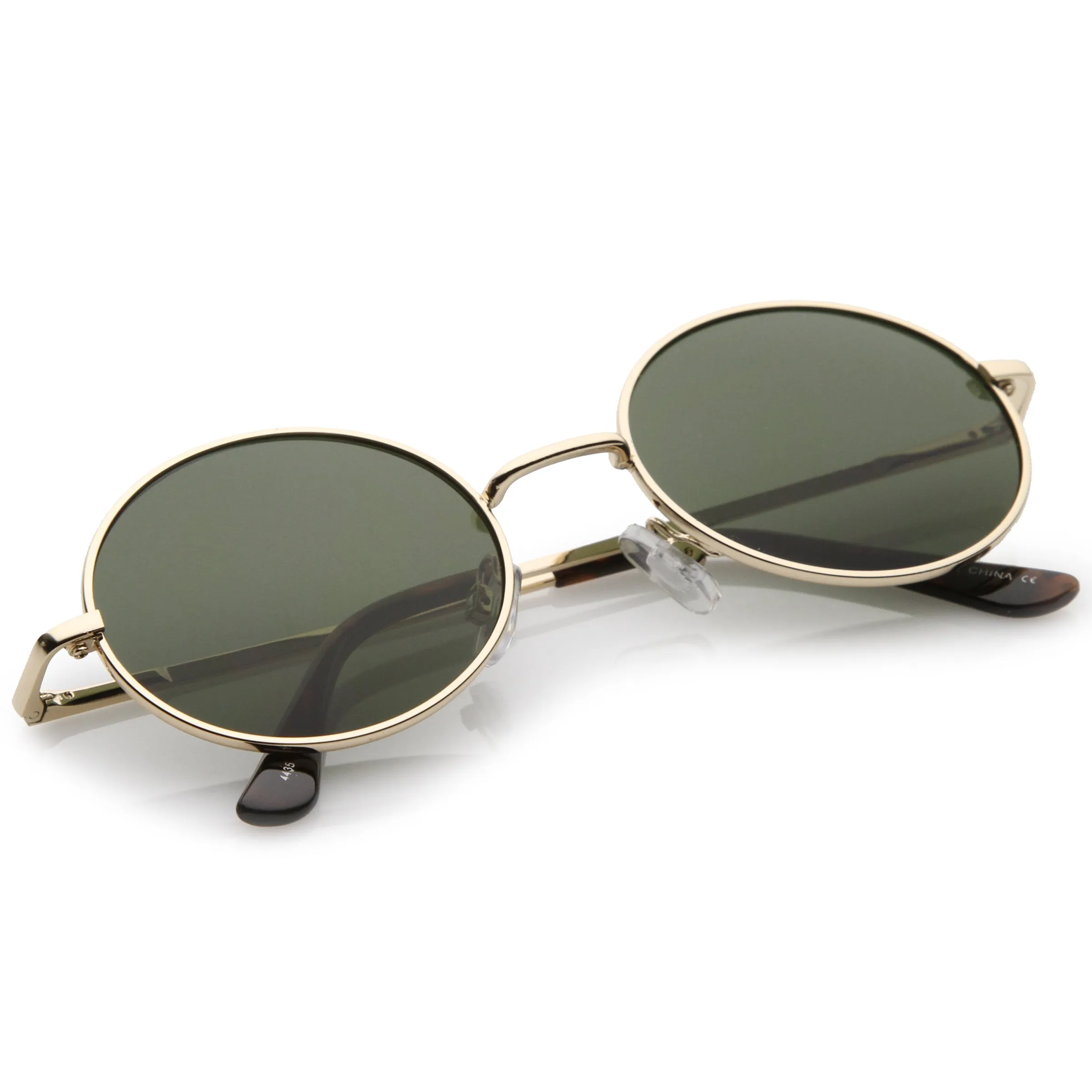 Classic Retro 90's Round Oval Flat Lens Metal Sunglasses C138