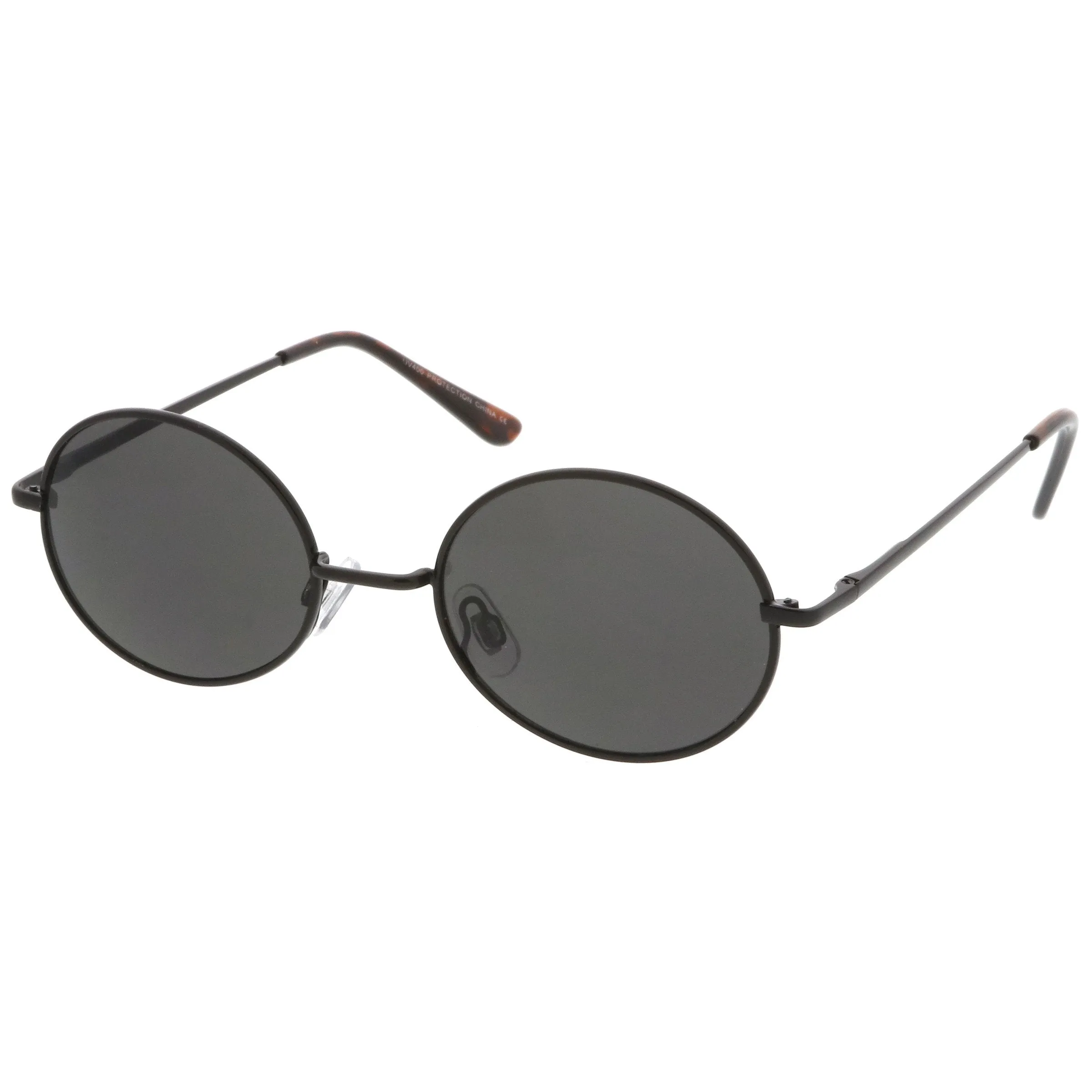 Classic Retro 90's Round Oval Flat Lens Metal Sunglasses C138