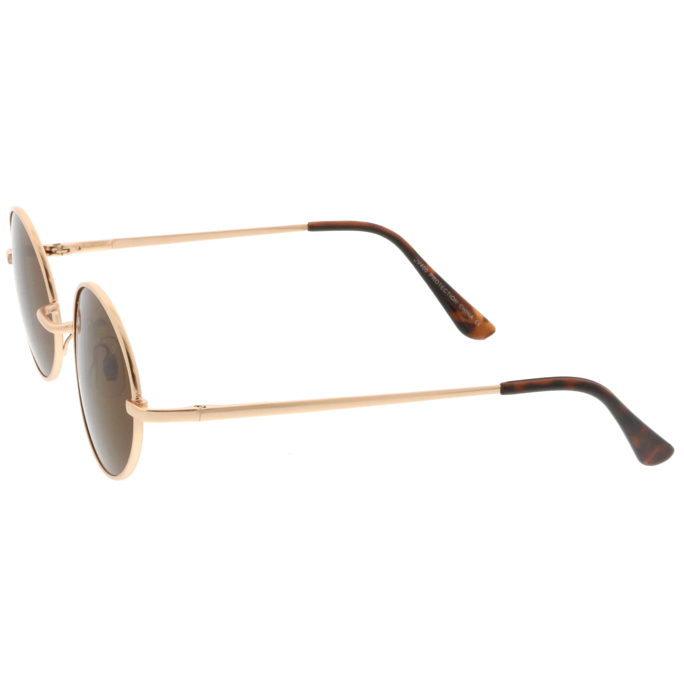 Classic Retro 90's Round Oval Flat Lens Metal Sunglasses C138