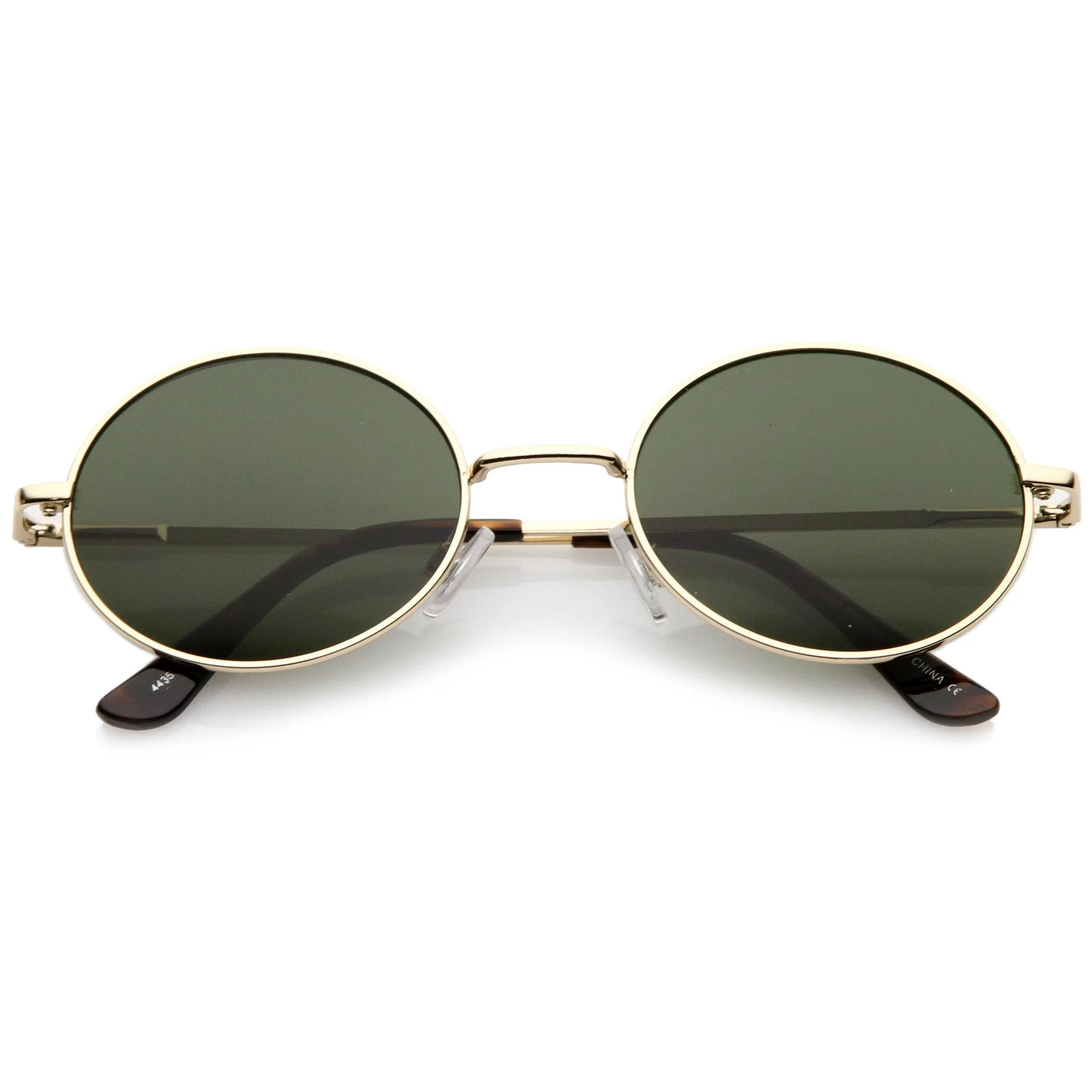 Classic Retro 90's Round Oval Flat Lens Metal Sunglasses C138