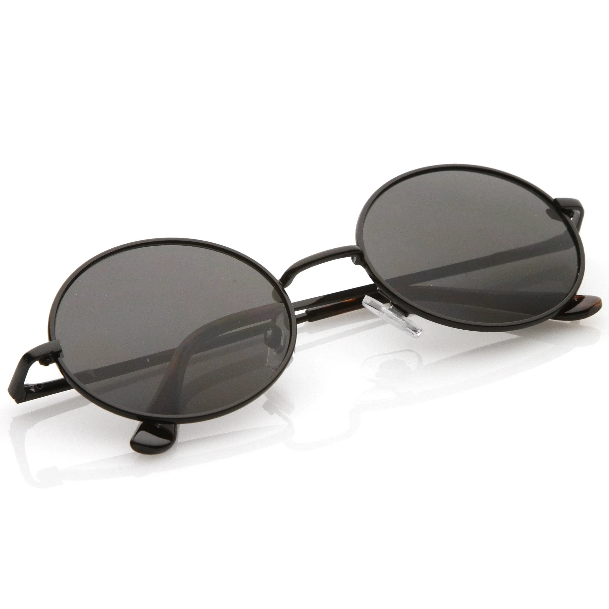 Classic Retro 90's Round Oval Flat Lens Metal Sunglasses C138