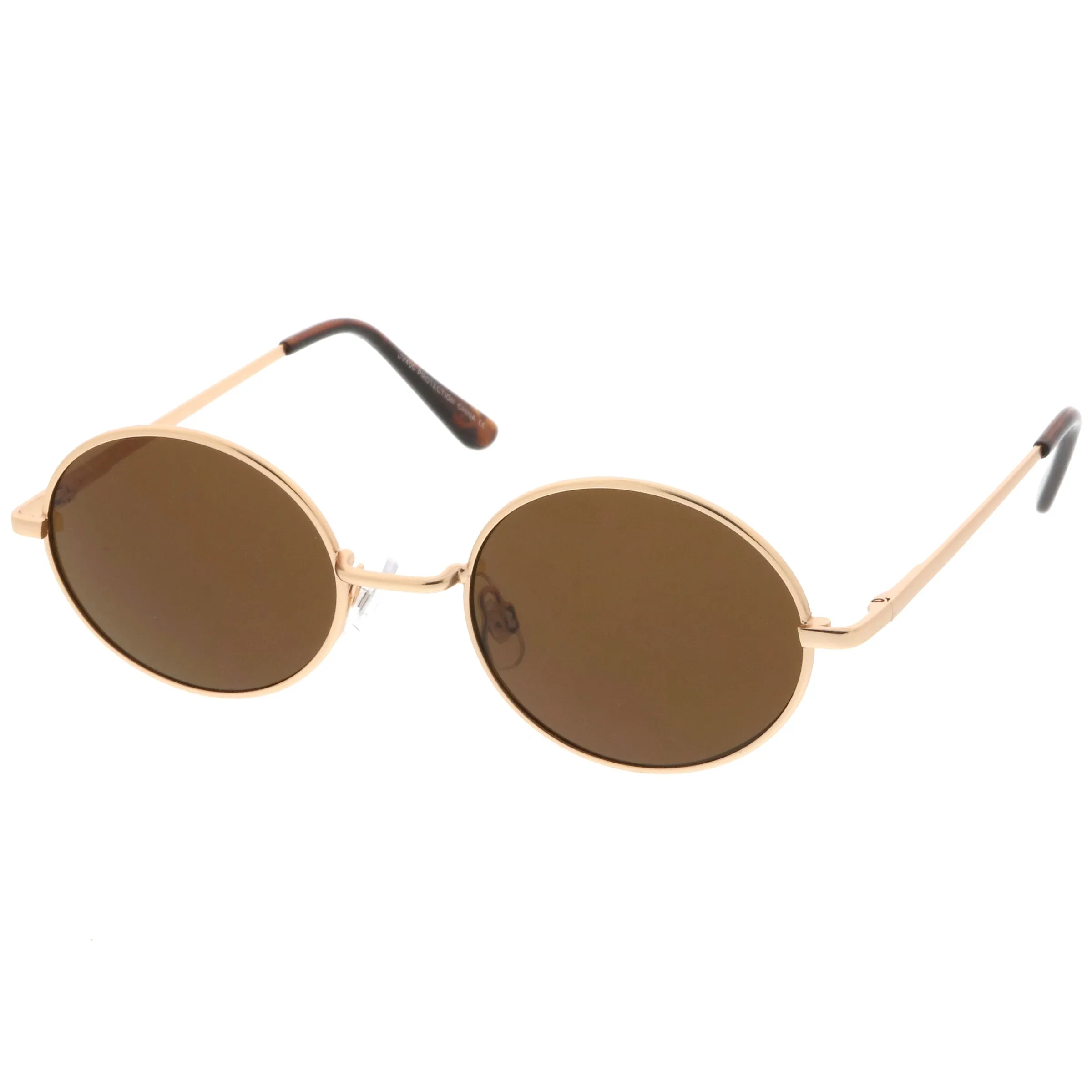 Classic Retro 90's Round Oval Flat Lens Metal Sunglasses C138