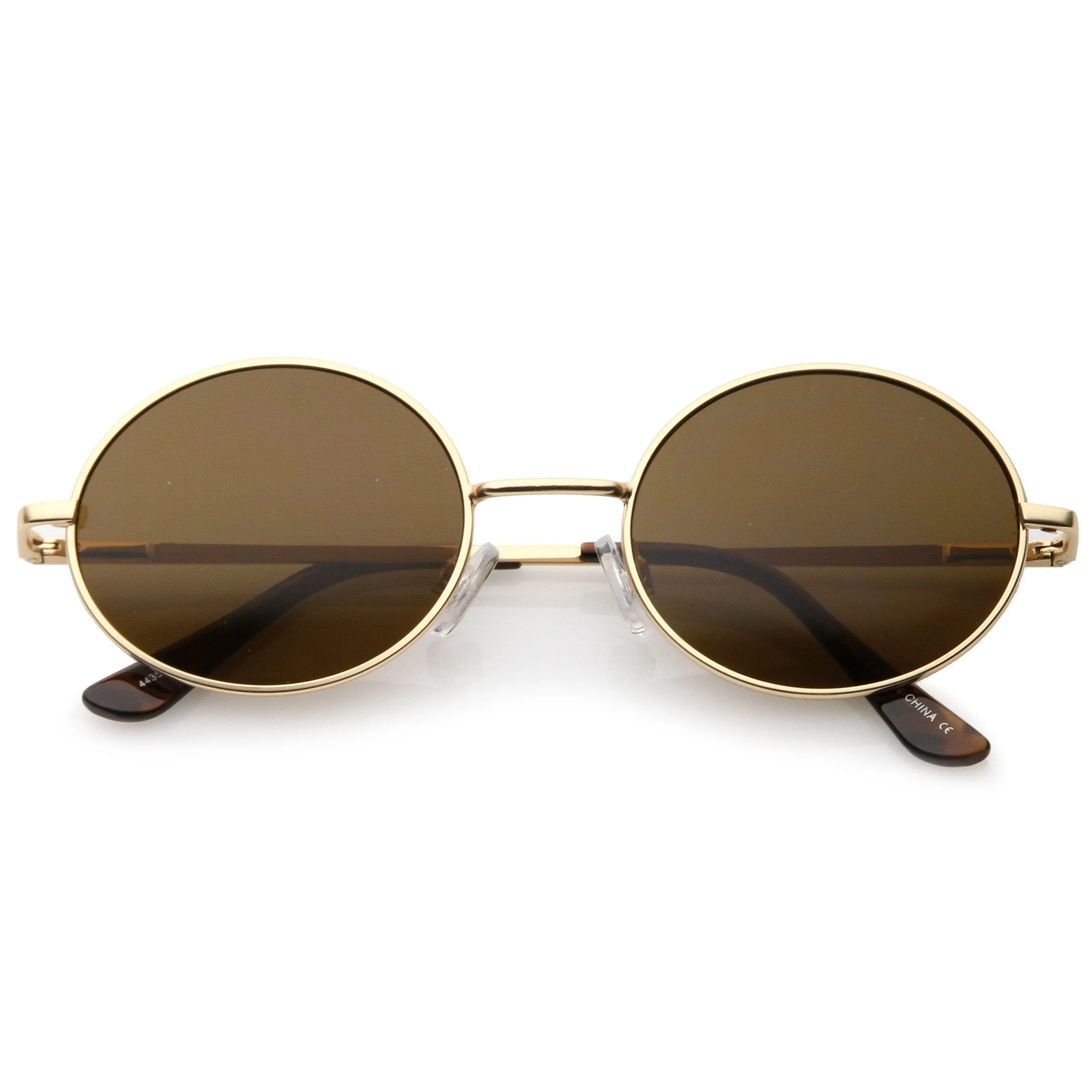 Classic Retro 90's Round Oval Flat Lens Metal Sunglasses C138