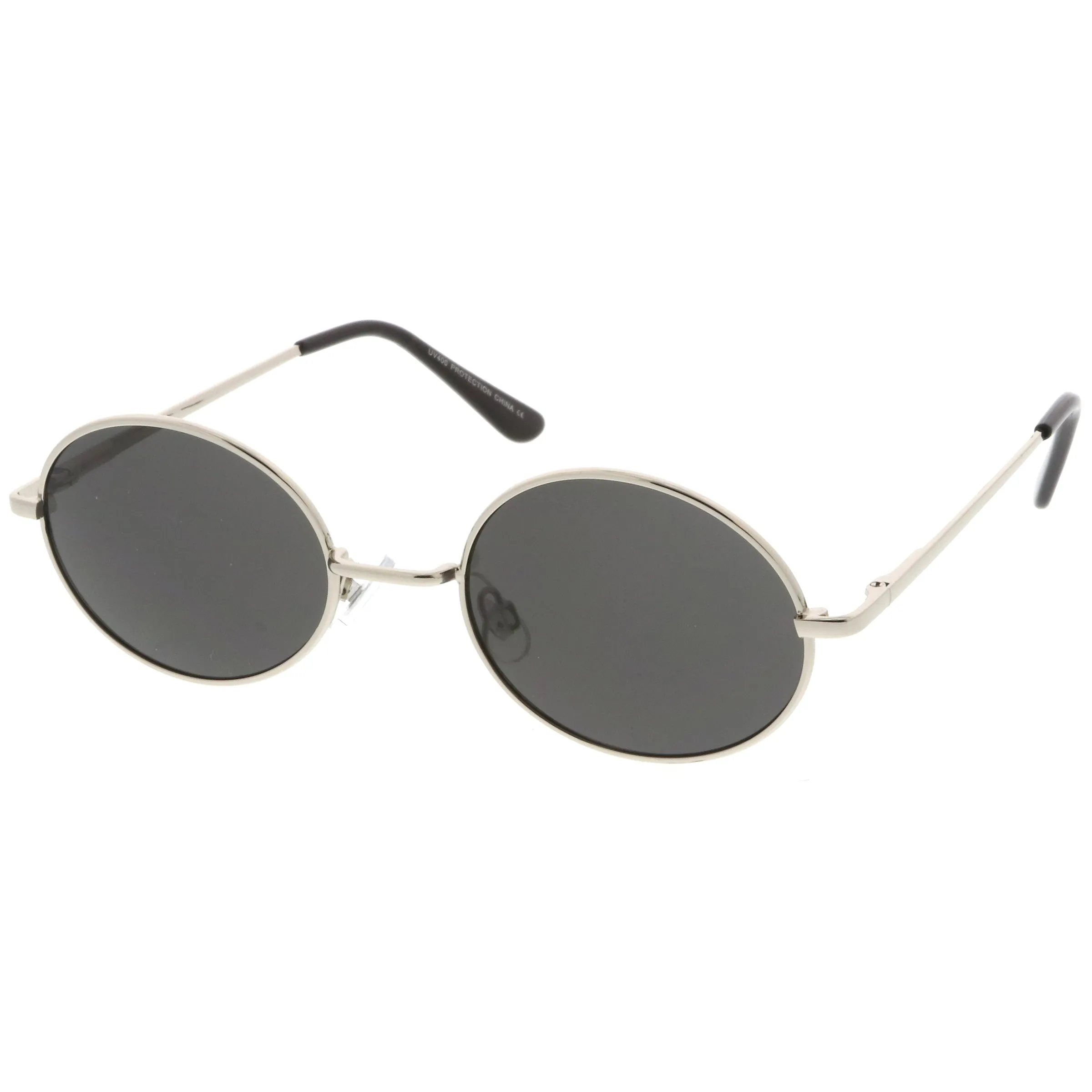 Classic Retro 90's Round Oval Flat Lens Metal Sunglasses C138