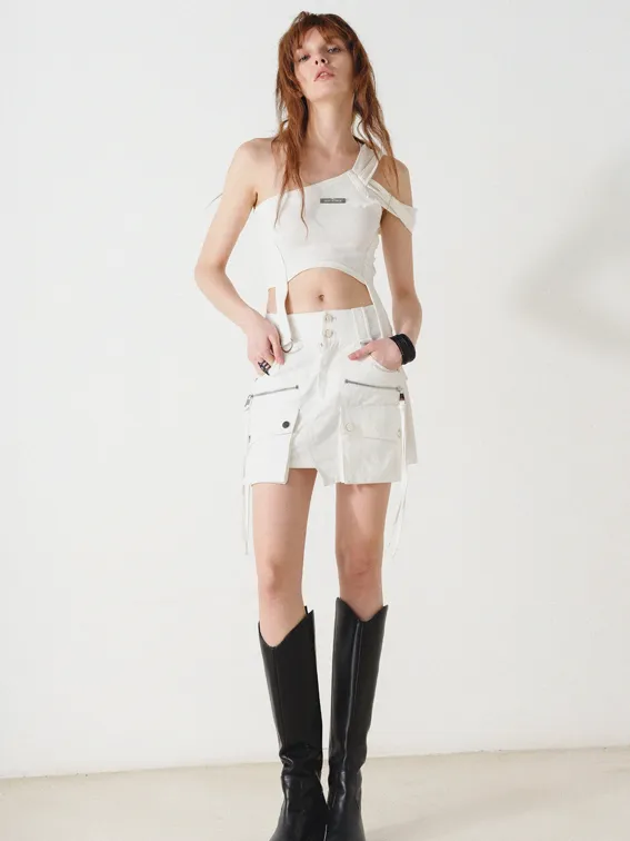 Denim Tooling A-line Skirt