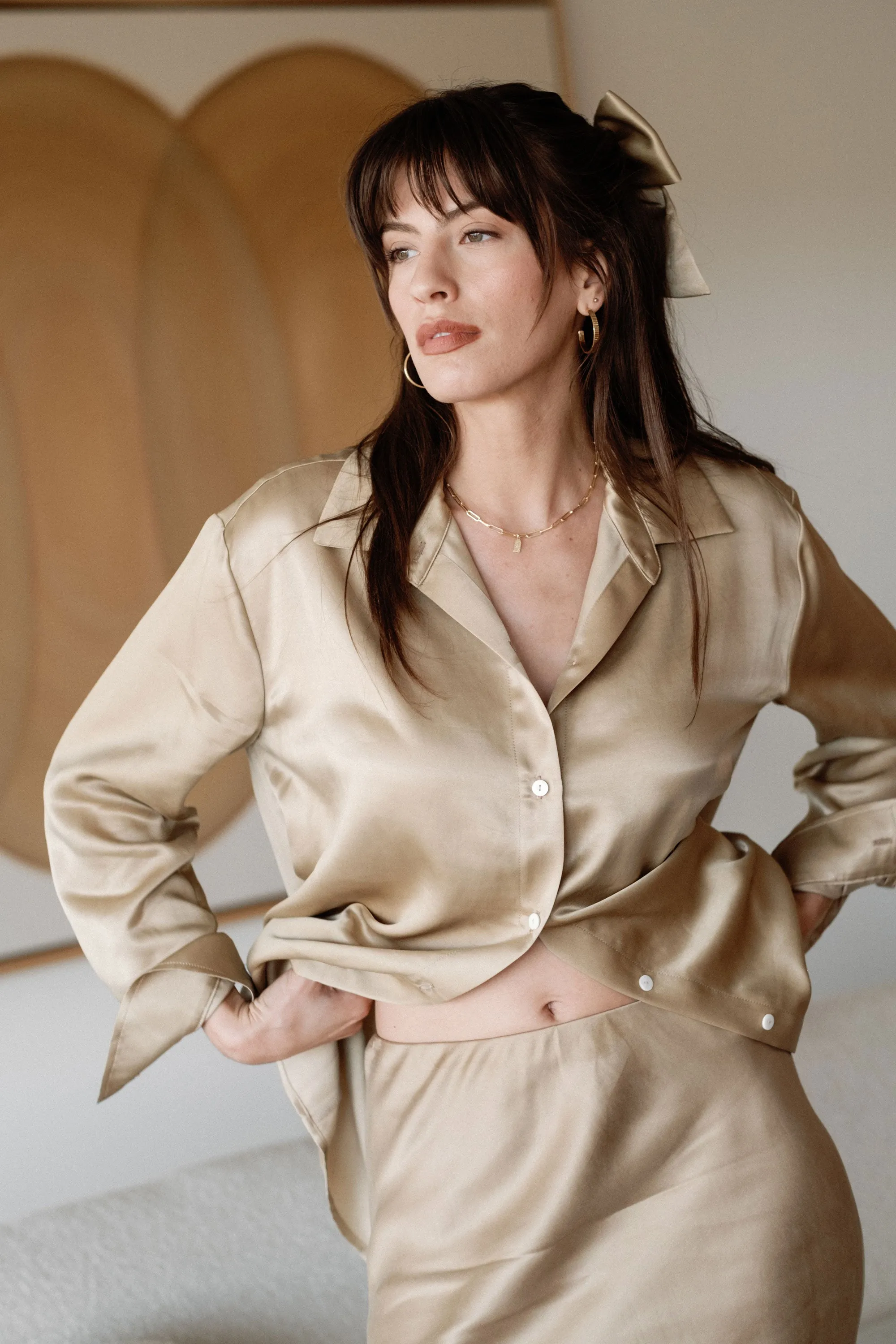 Denise Top in Gold Silky