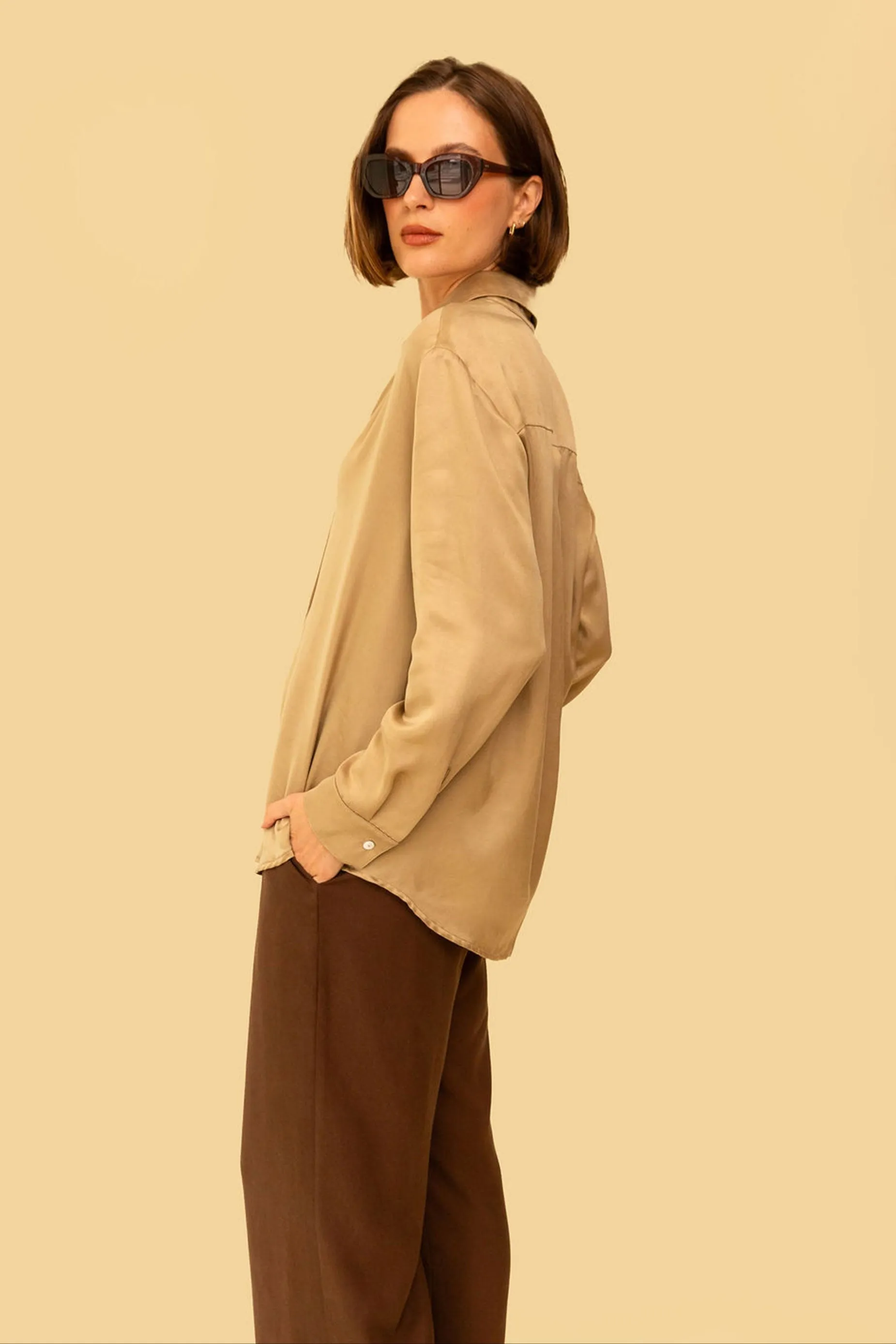 Denise Top in Gold Silky