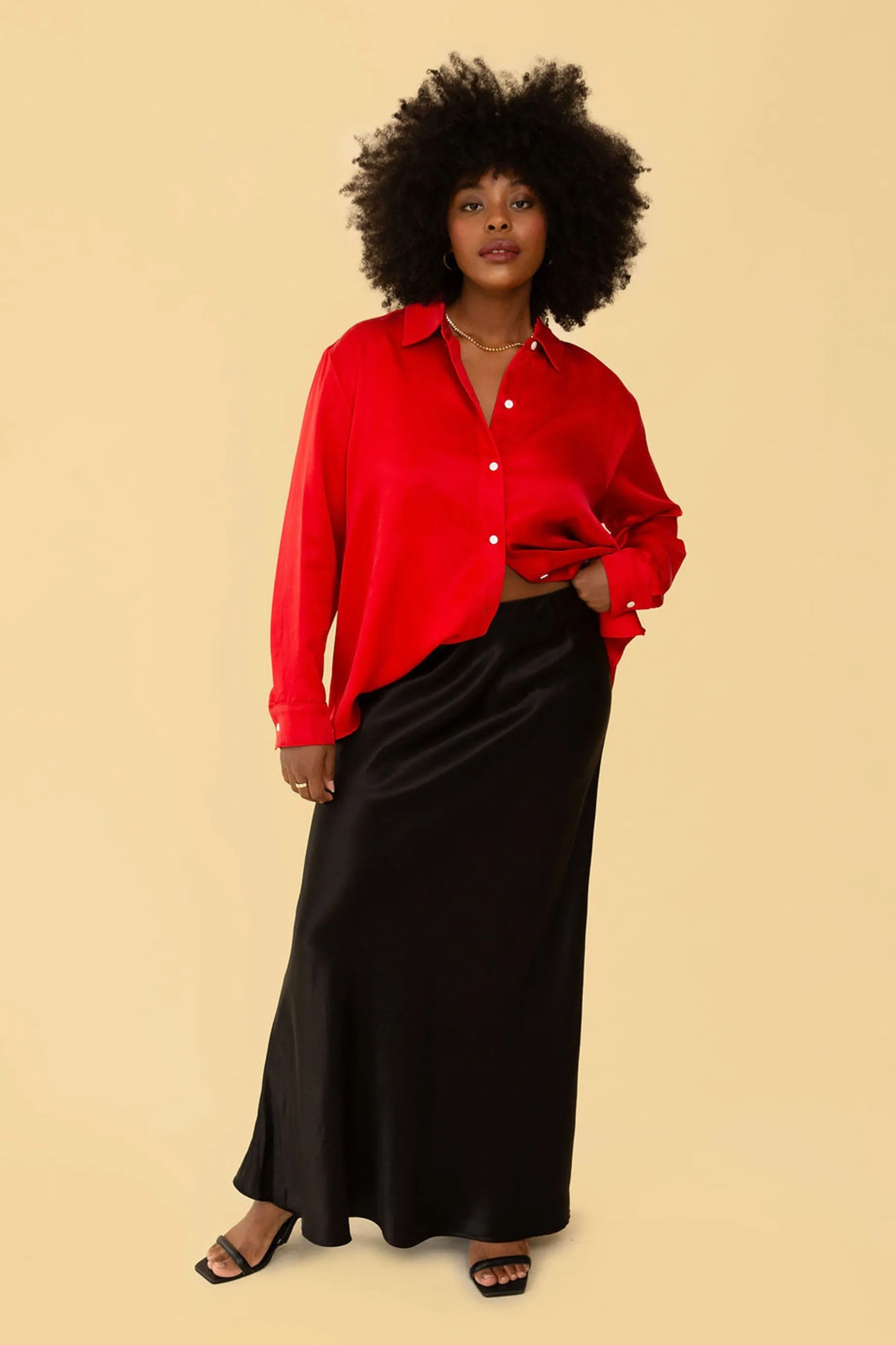 Denise Top in Red Silky