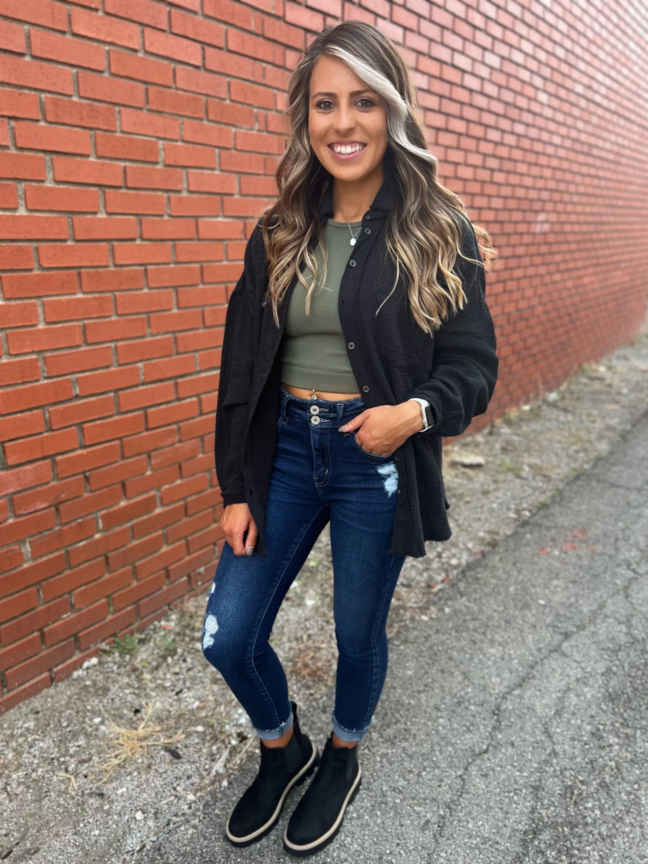 Fancy Like Button Up, Black