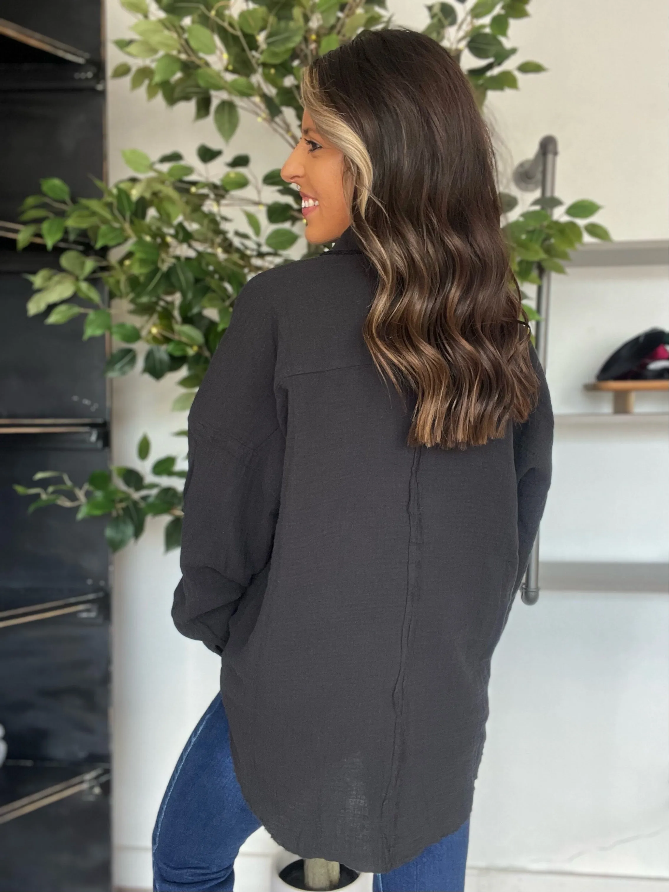 Fancy Like Button Up, Black