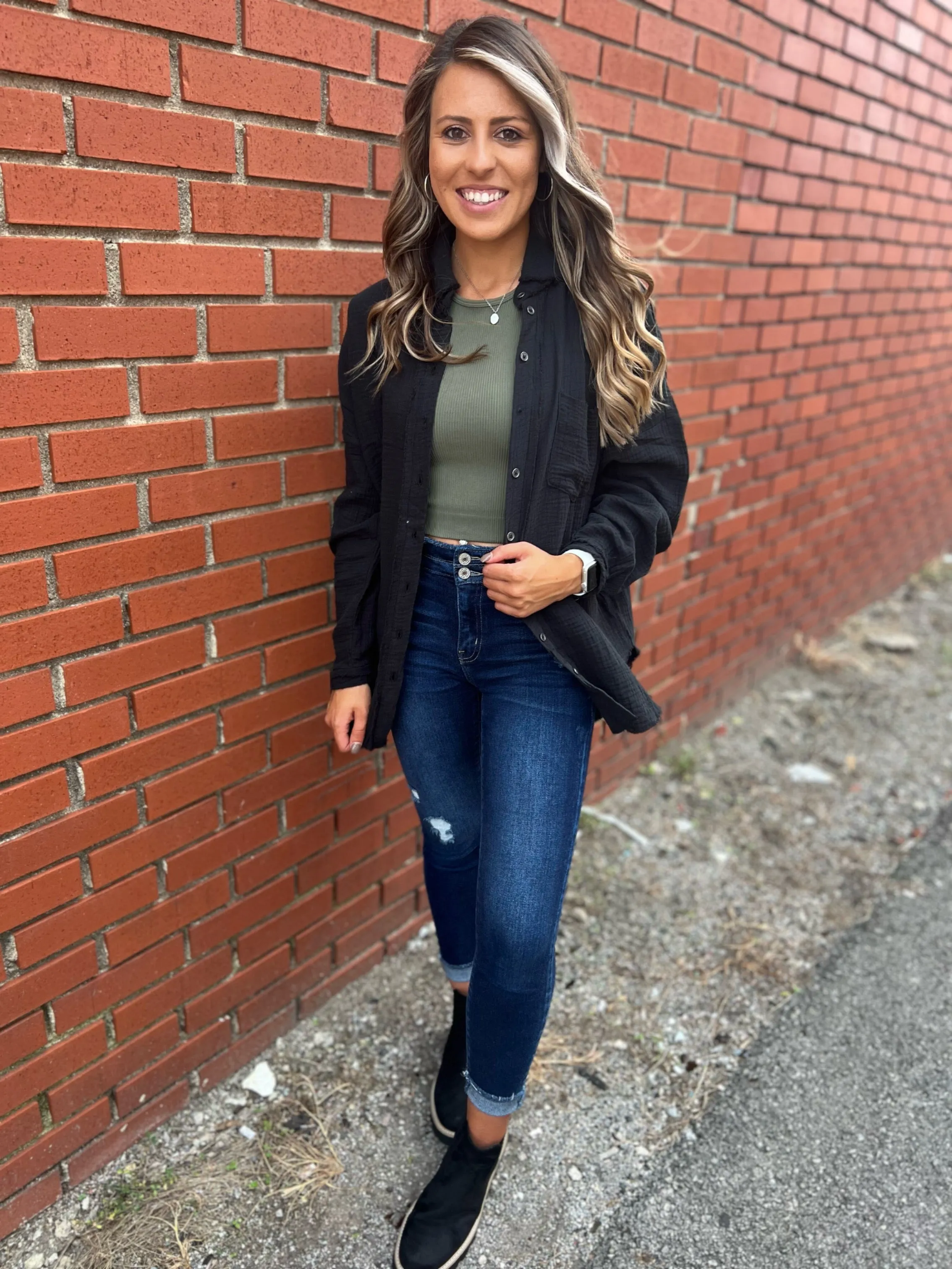 Fancy Like Button Up, Black