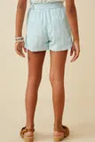 Girls Botanical Print Paperbag Belted Shorts