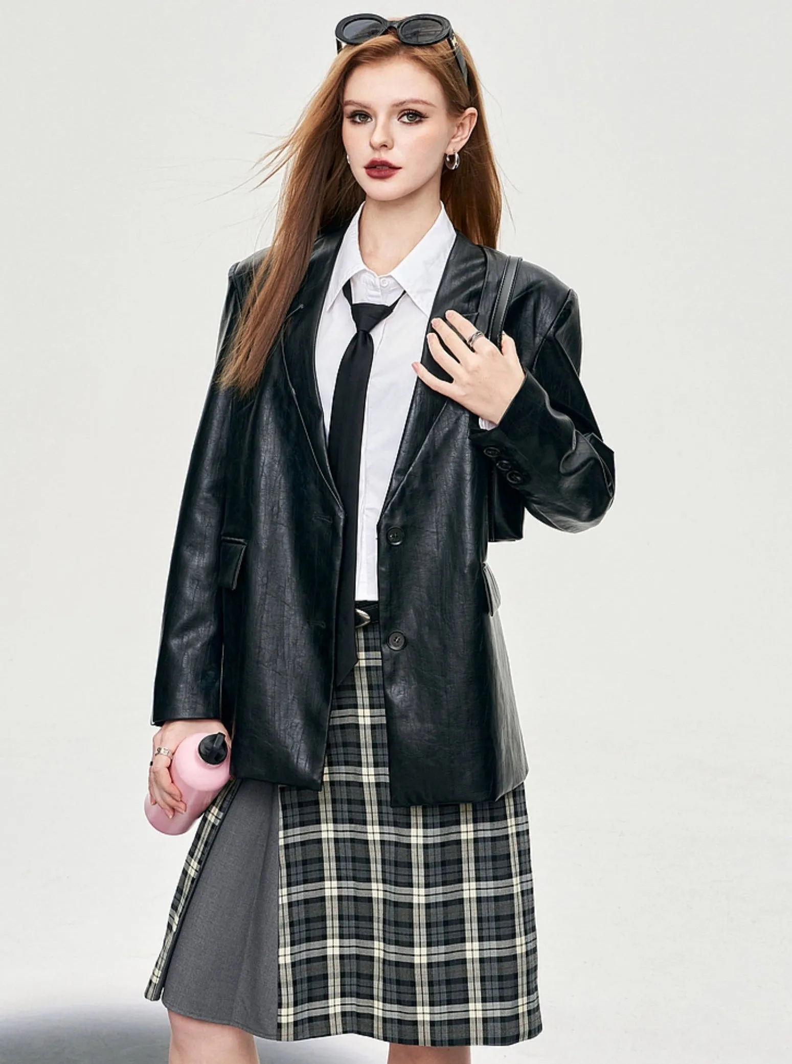 Gray Plaid A-Line Skirt