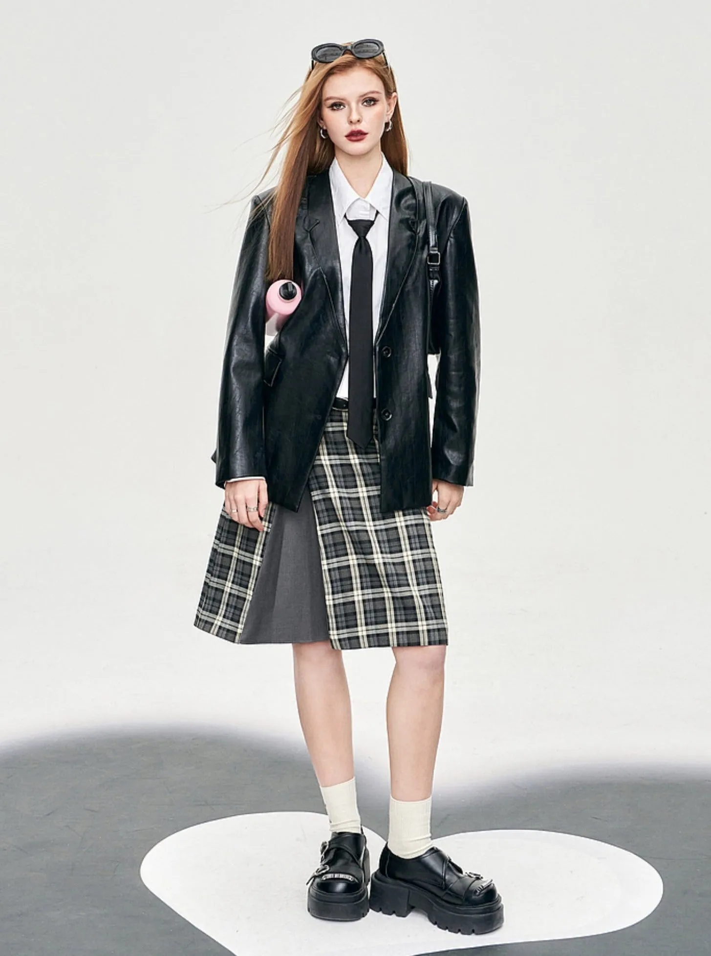 Gray Plaid A-Line Skirt